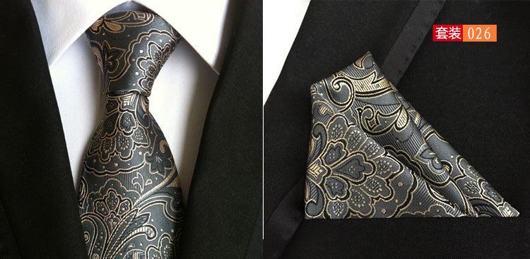 SOURCE Factory in Stock Supply Polyester Large Waist Flower Suit Tie Men's Pocket Square Suit