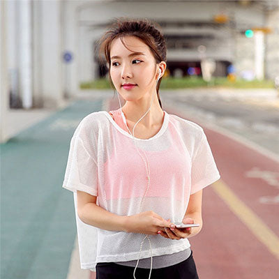 Women's Mesh Yoga Shirt Sexy Short Sleeve T-Shirt Sport Top Blouse Cover Up Quick Dry Gym Clothes Running Fitness Tank Sportwear - Premium  from Consonance Store - Just $18.93! Shop now at Concordia Style Boutique