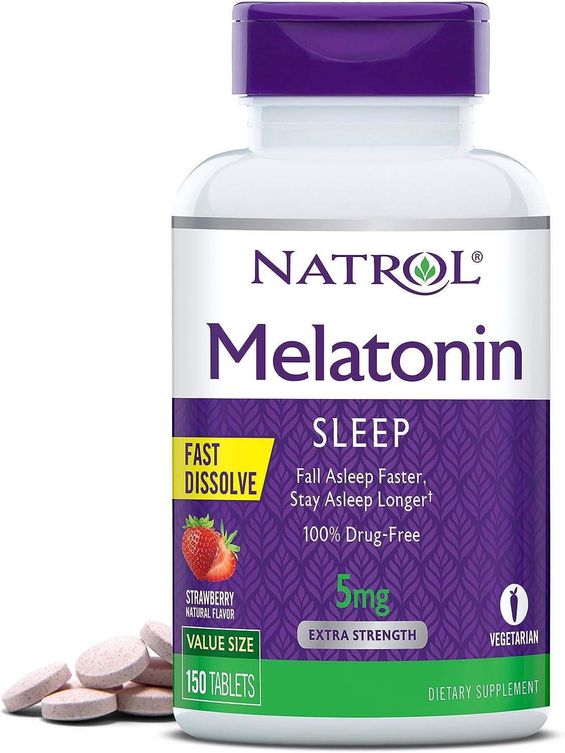 Natrol Melatonin 5mg, Strawberry-Flavored Dietary Supplement for Restful Sleep, 150 Fast-Dissolve Tablets, 150 Day Supply - Premium Melatonin from Concordia Style Boutique - Just $11.99! Shop now at Concordia Style Boutique