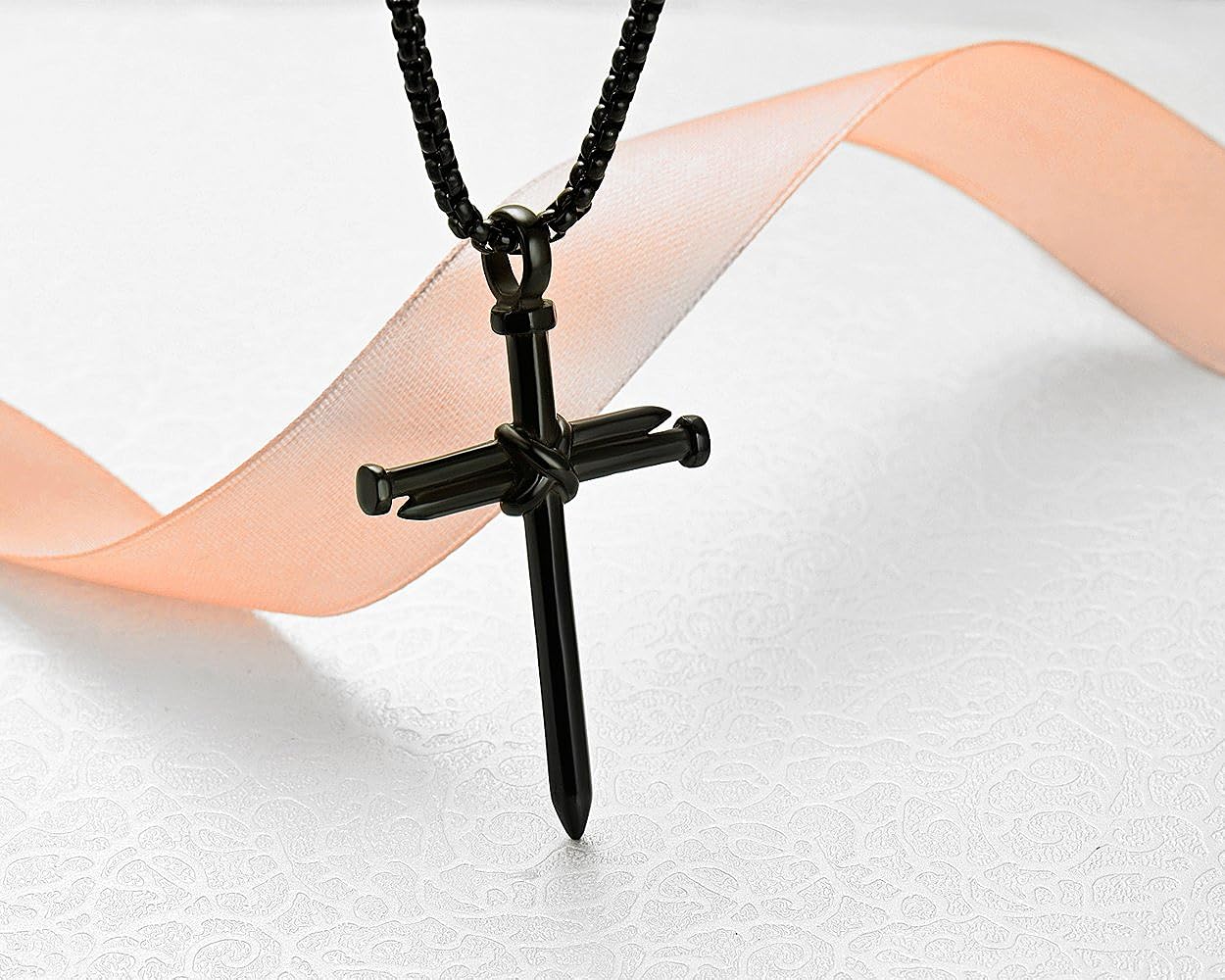 Rehoboth Men's Stainless Steel Nail Cross Pendant Necklace with 24 Inch Chain Polished Black Gold Silver - Premium Jewelry from Concordia Style Boutique - Just $18.35! Shop now at Concordia Style Boutique