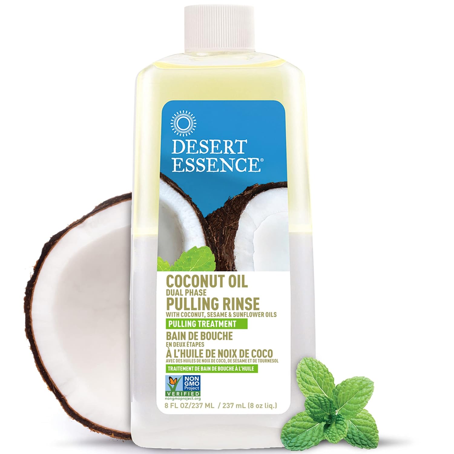 Pulling Oil - Desert Essence Coconut Oil - Dual Phase Pulling Rinse - Mint, 8 fl oz - Alcohol Free, Sugar Free, Gluten Free, Vegan, Non-GMO - Organic Virgin Coconut Oil, Sesame Oil, Sunflower Oil & Tea Tree Oil - Premium Pulling oral oil Rinse from Concordia Style Boutique - Just $20.25! Shop now at Concordia Style Boutique