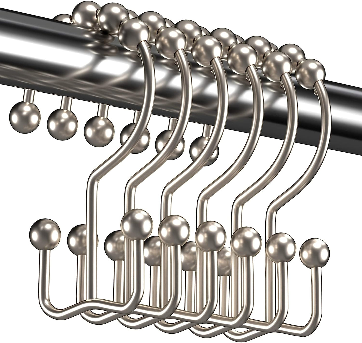 Shower Curtain Hooks, Shower Curtain Rings Rust Proof Metal Double Glide Shower Hooks Rings for Bathroom Shower Rods Curtains, Set of 12 Hooks - Nickel - Premium Shower Curtain Rings from Concordia Style Boutique - Just $14.57! Shop now at Concordia Style Boutique