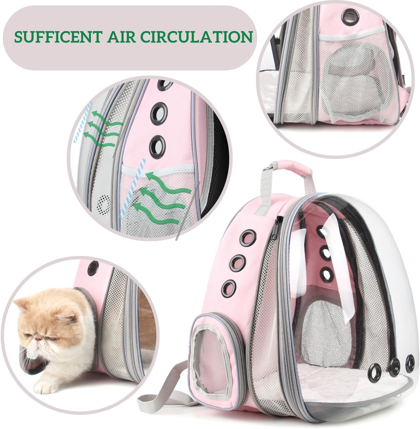 Lollimeow Bubble Pet Carrier Backpack, Airline-Approved for Cats and Puppies, Designed for Travel, Hiking, and Outdoor Adventures (Pink-Front Expandable) - Premium Pets from Concordia Style Boutique - Just $46.59! Shop now at Concordia Style Boutique