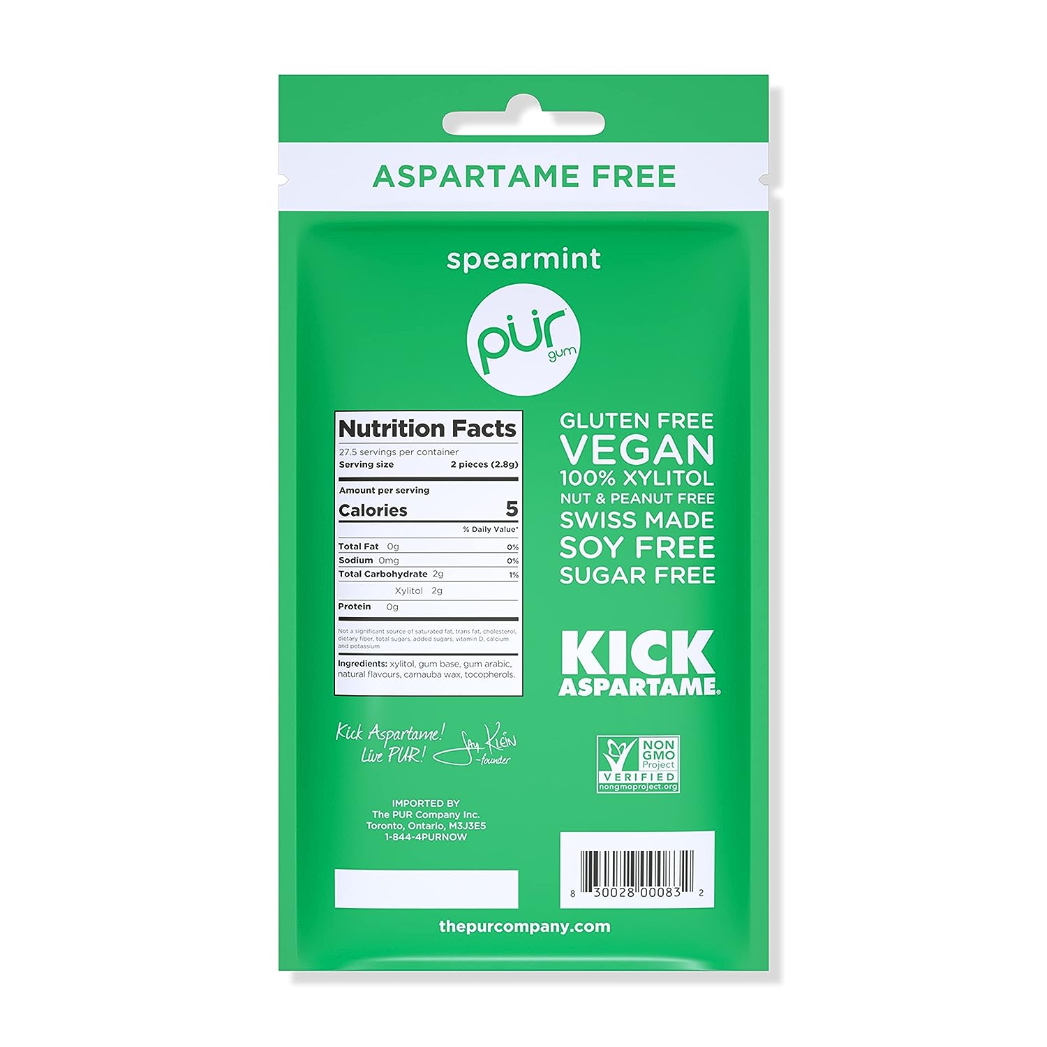 PUR Gum | Aspartame Free Chewing Gum | 100% Xylitol | Sugar Free, Vegan, Gluten Free & Keto Friendly | Natural Spearmint Flavored Gum, 55 Pieces (Pack of 1) - Premium chewing gum from Concordia Style Boutique - Just $9.27! Shop now at Concordia Style Boutique