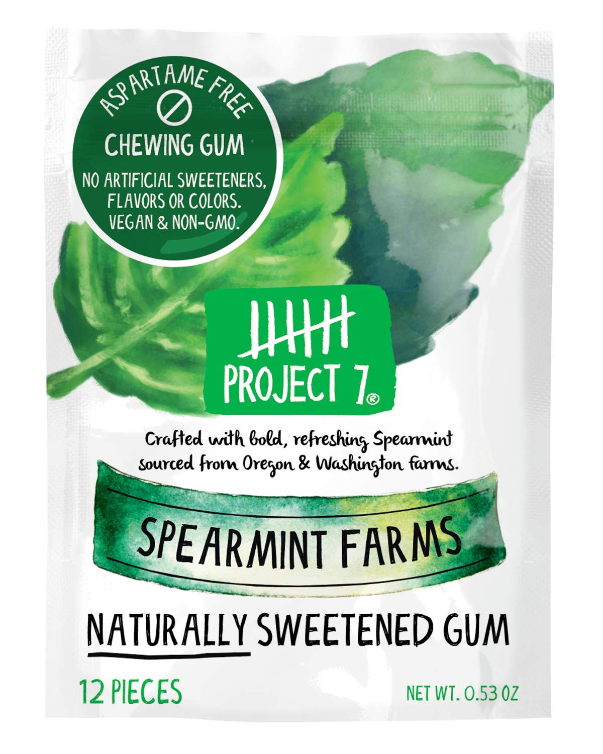 Project 7 - Chewing Gum - Aspartame Free, Sugar-Free & Low Carb | Long Lasting, Vegan, Non-GMO (Superfresh Spearmint, 50 Count (Pack of 1)) - Premium chewing gum from Concordia Style Boutique - Just $9.27! Shop now at Concordia Style Boutique