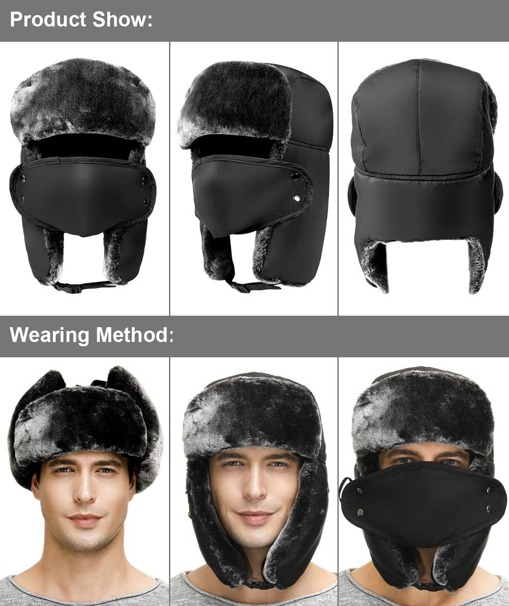 Trapper Hat Winter Hats for Men-  Trooper Hunting Ski Hat for Women -Ear Flap- Windproof Mask - Premium Bomber Hats from Concordia Style Boutique - Just $35.99! Shop now at Concordia Style Boutique