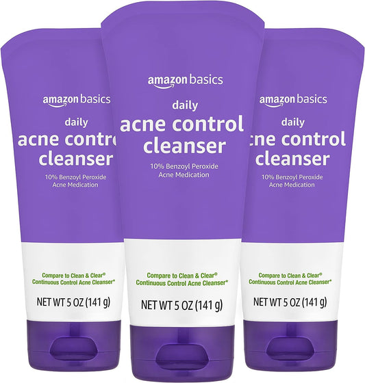 Amazon Basics Daily Acne Control Cleanser, Maximum Strength 10% Benzoyl Peroxide Acne Medication, Fragrance Free, 5 Ounce - Premium  from Concordia Style Boutique - Just $8.77! Shop now at Concordia Style Boutique