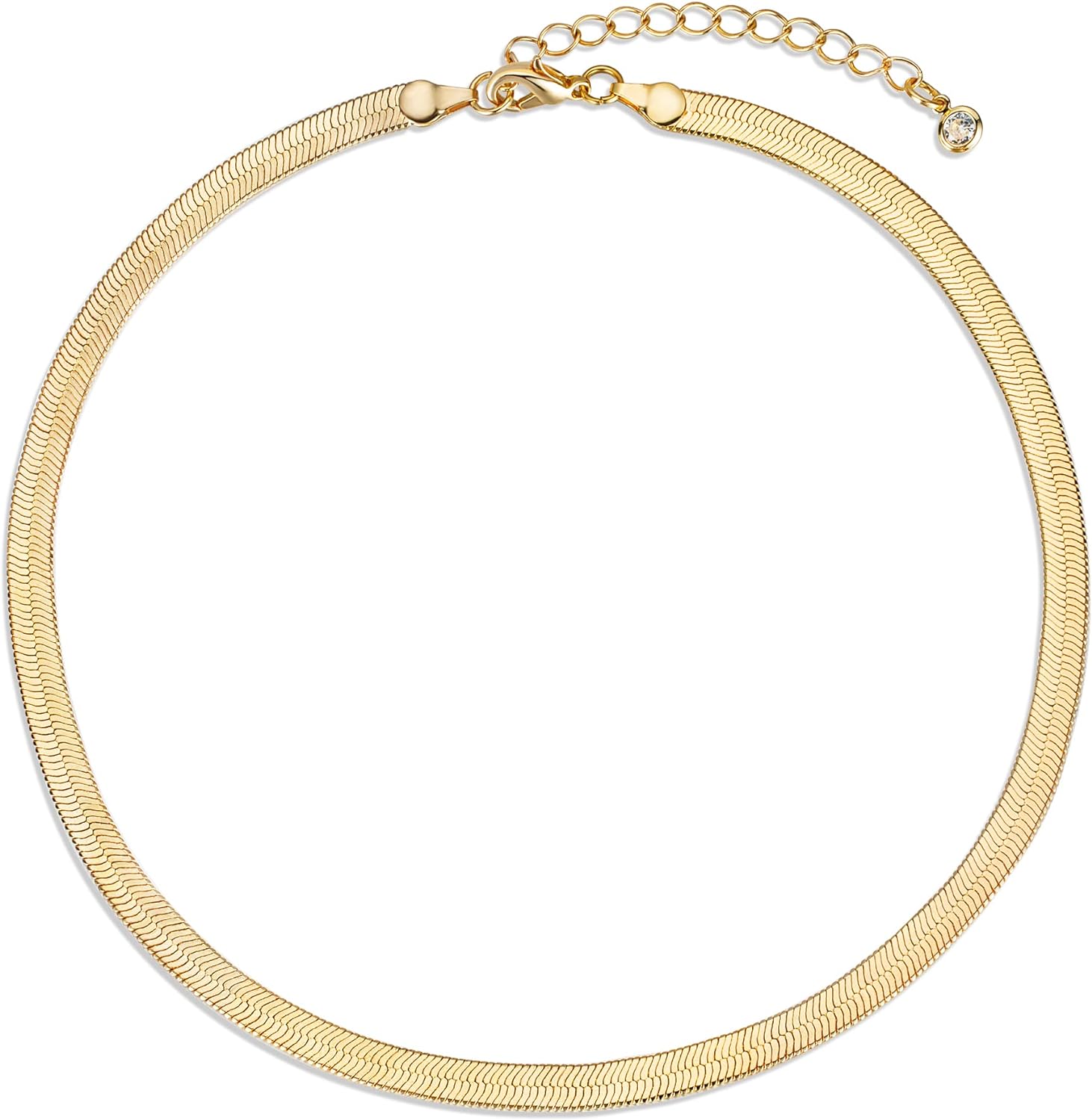 CHESKY 14K Gold/Silver Plated Snake Chain Necklace Herringbone Necklace Gold Choker Necklaces for Women Girl Gifts Jewelry 1.5/3/5MM(W) 14"/16"(L) - Premium  from Concordia Style Boutique - Just $22.58! Shop now at Concordia Style Boutique