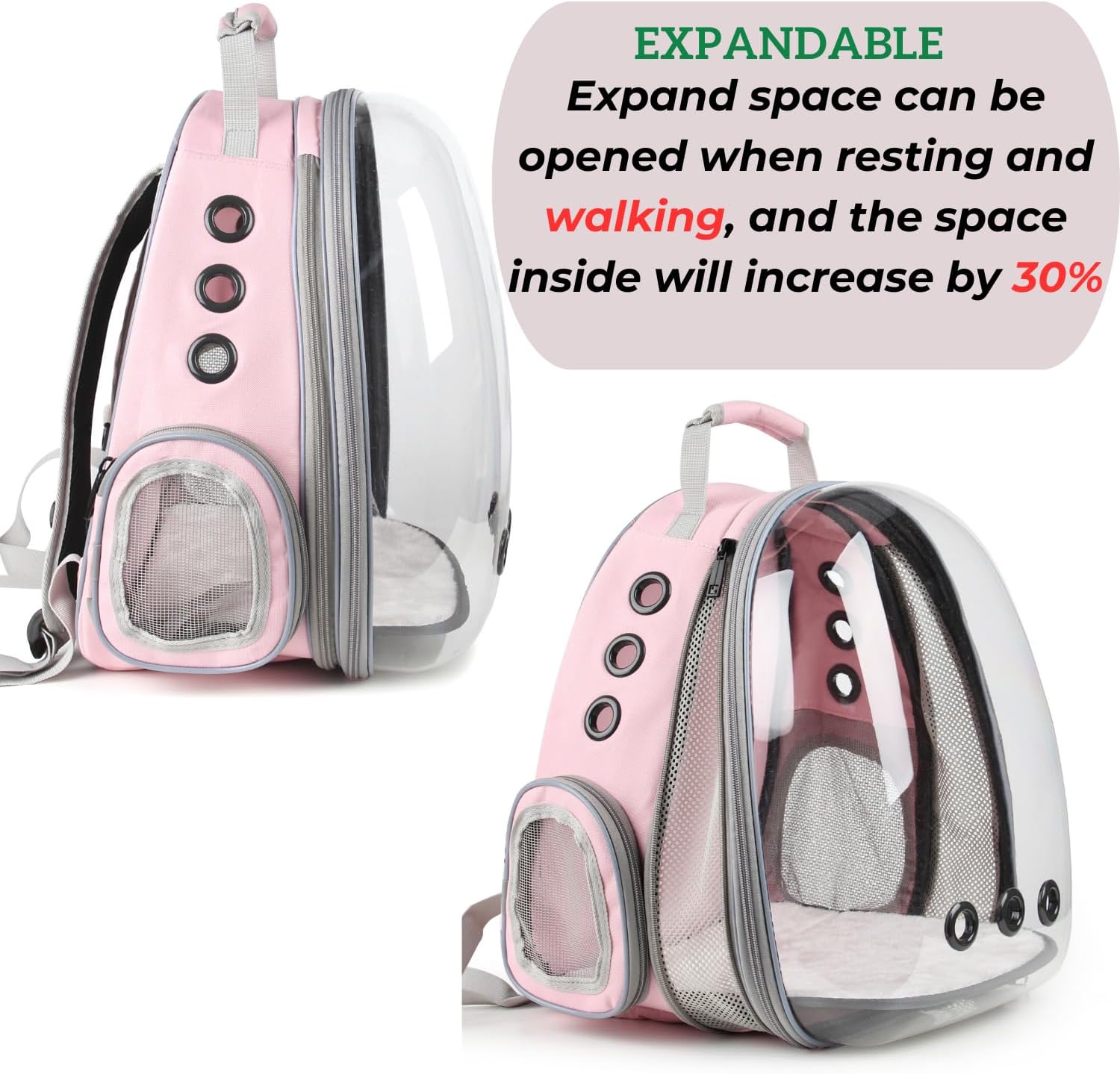 Lollimeow Bubble Pet Carrier Backpack, Airline-Approved for Cats and Puppies, Designed for Travel, Hiking, and Outdoor Adventures (Pink-Front Expandable) - Premium Pets from Concordia Style Boutique - Just $46.59! Shop now at Concordia Style Boutique