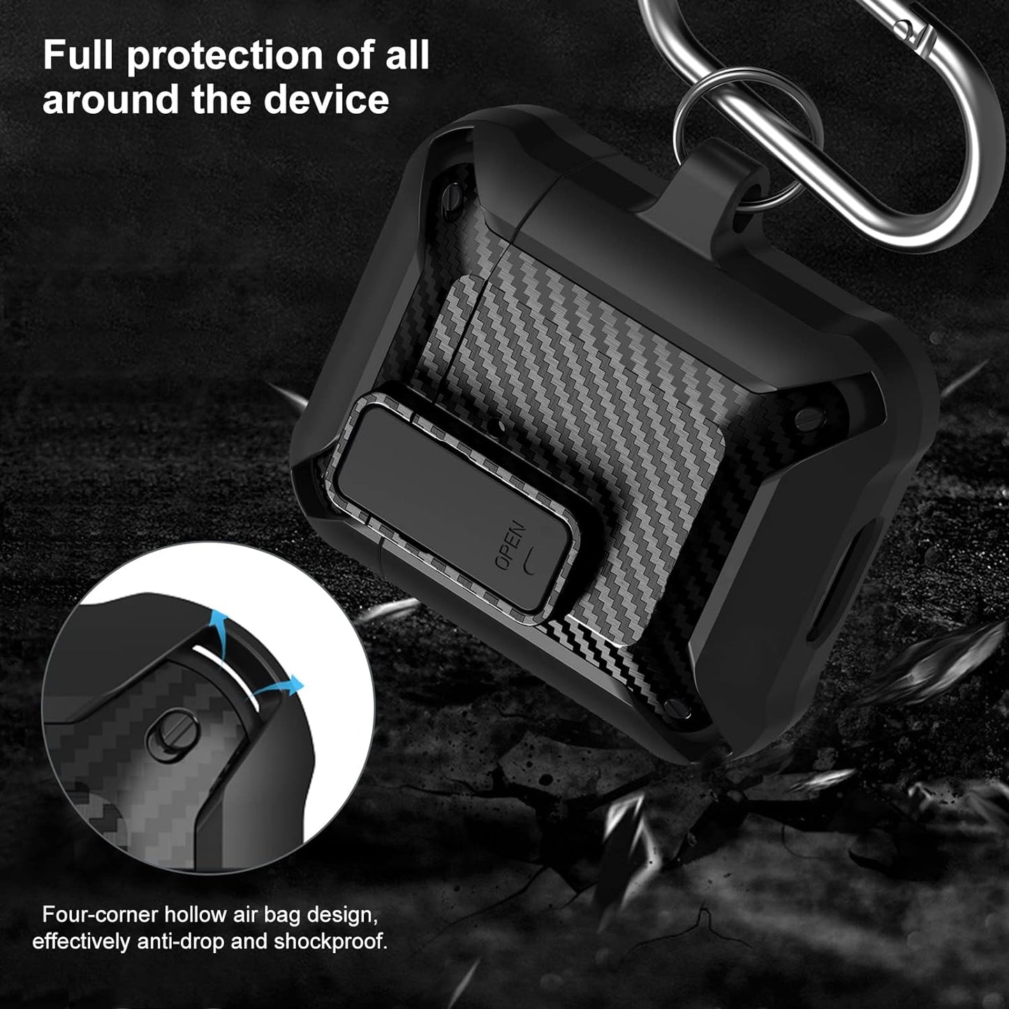 Airpod Case with Lock Compatible with Apple Airpods Case 2nd Generation Case, Rugged Case Cover for AirPods 1st Charging Case with Keychain for Men Women[Front LED Visible] - Premium Cases from Concordia Style Boutique - Just $6.96! Shop now at Concordia Style Boutique