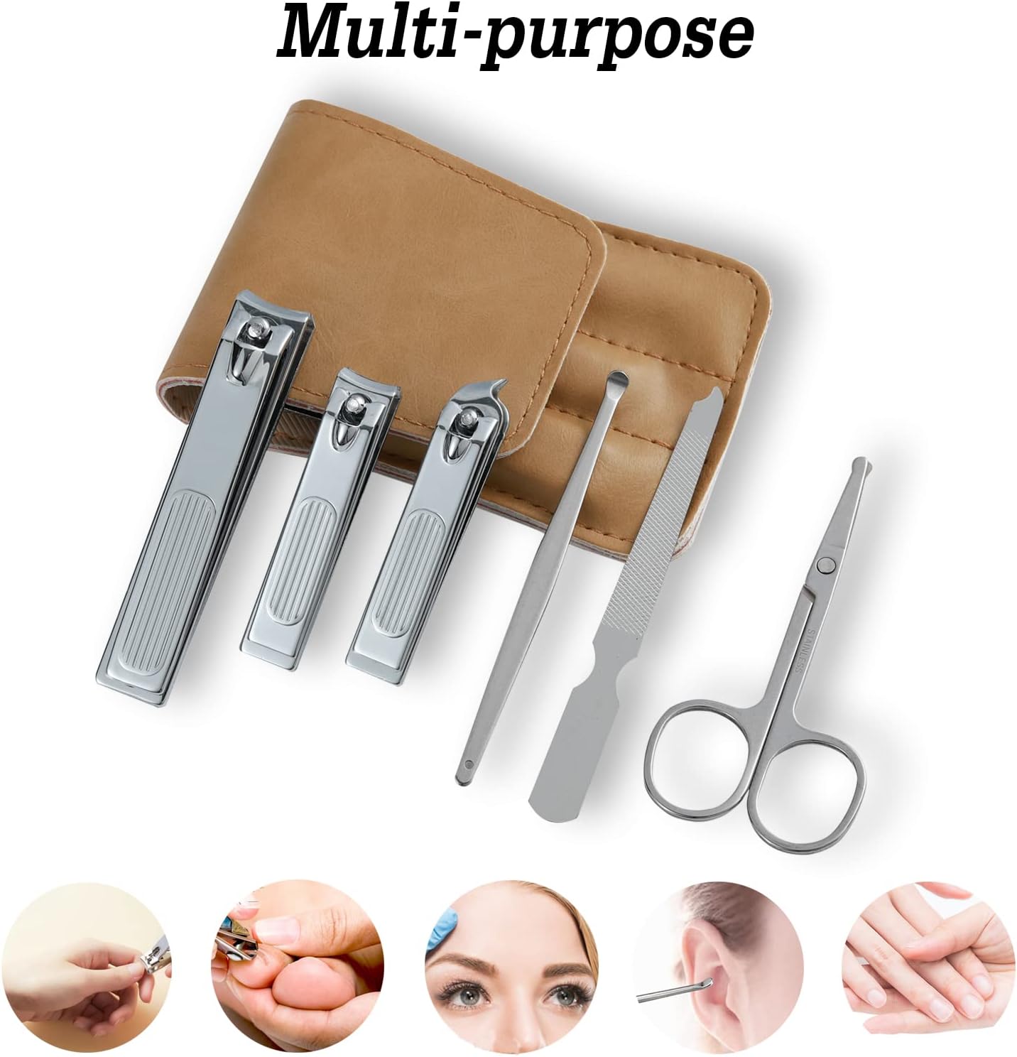 Nail Clipper Set, 6 Pcs - Toenail Clippers, Stainless Steel Fingernail Clipper, and PU Leather Manicure Set (Black) - Premium Nail Clipper Set from Concordia Style Boutique - Just $20.97! Shop now at Concordia Style Boutique