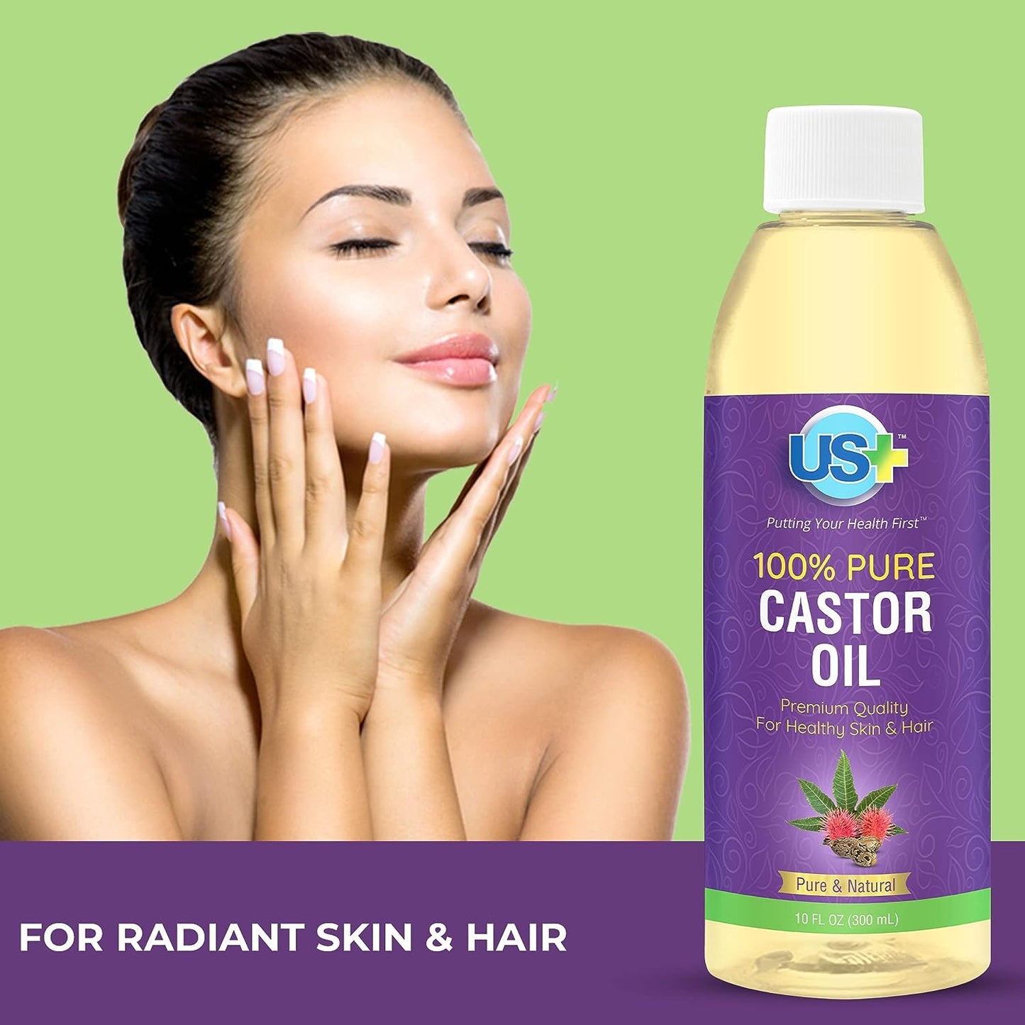 10oz US+  Pure Castor Oil - Cold-Pressed, Unrefined, Hexane-Free - USP Grade - Premium Quality for Healthy Skin & Hair - Premium Castor Oil from Concordia Style Boutique - Just $18.94! Shop now at Concordia Style Boutique