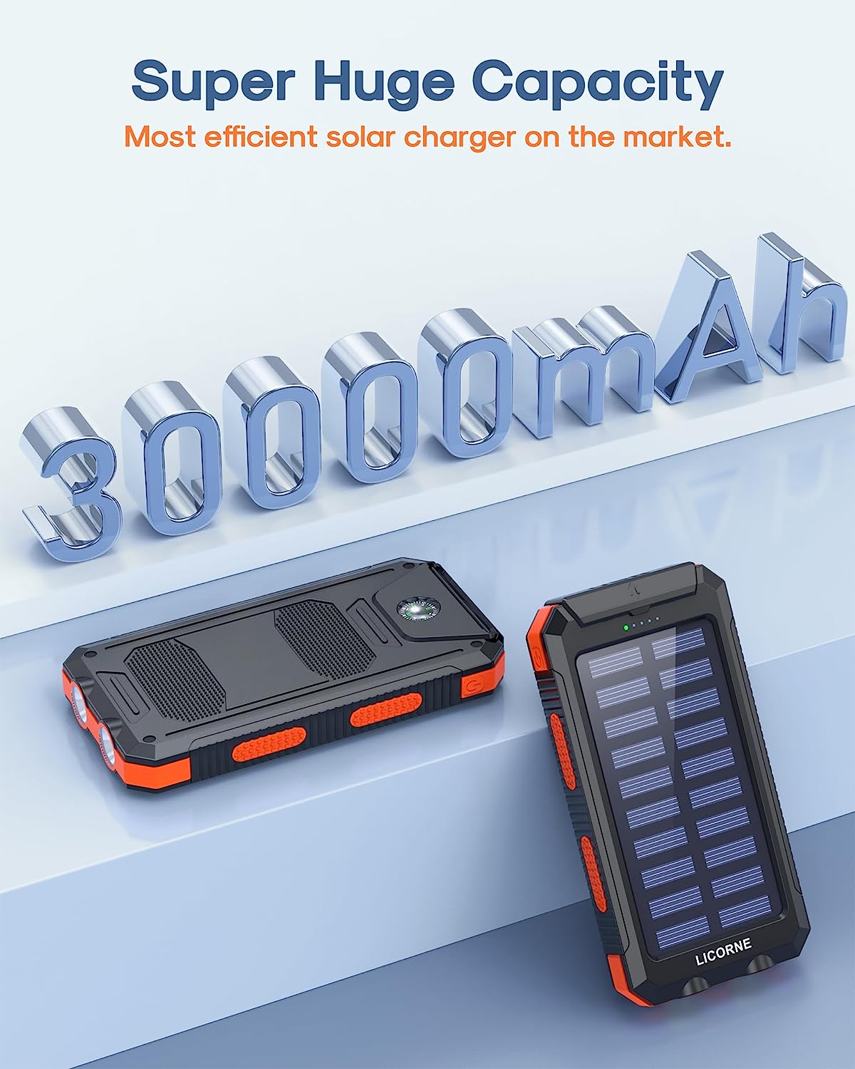 Solar Charger Power Bank Fast Charging - 30000mAh Portable Solar Phone Battery Panel Charger, QC3.0 Dual USB Port Battery Pack Charger for All Cell Phones & Electronic Devices (Orange) - Premium Solar Charger Power Bank from Concordia Style Boutique - Just $39.96! Shop now at Concordia Style Boutique