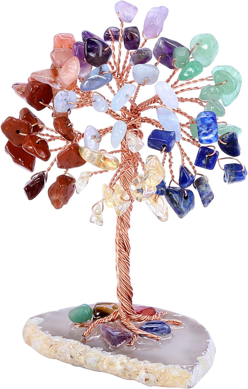 Natural 7 Chakra Healing Crystals Tree on Agate Slice Base Healing Stones Gem Money Tree for Feng Shui Home Office Table Decorations - Premium Chakra Healing Crystals Tree from Concordia Style Boutique - Just $25! Shop now at Concordia Style Boutique