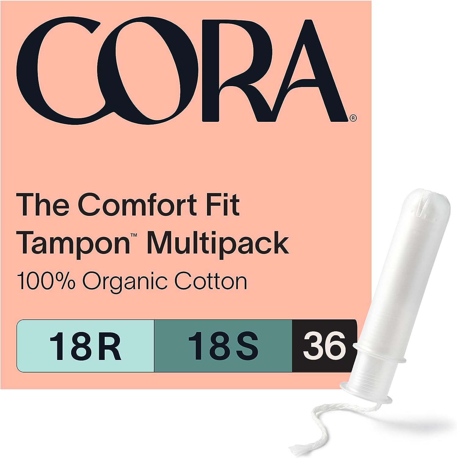 Cora Organic Applicator Tampon Multipack | 18 Regular & 18 Super Absorbency | 100% Organic Cotton, Unscented, Plant-Based Compact Applicator | Leak Protection Easy Insertion Non-Toxic - Premium Tampons from Concordia Style Boutique - Just $23.99! Shop now at Concordia Style Boutique