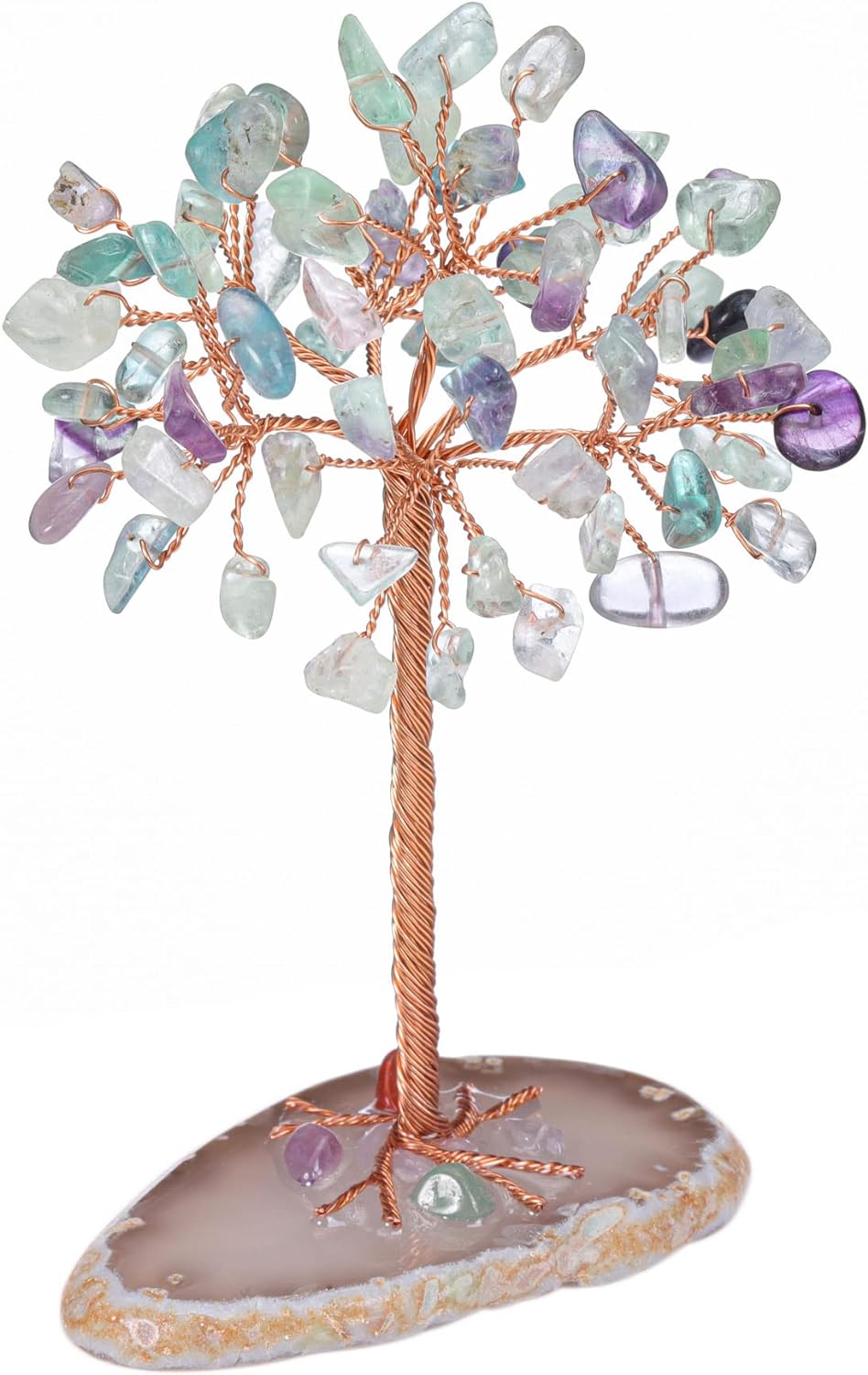 Natural 7 Chakra Healing Crystals Tree on Agate Slice Base Healing Stones Gem Money Tree for Feng Shui Home Office Table Decorations - Premium Chakra Healing Crystals Tree from Concordia Style Boutique - Just $25! Shop now at Concordia Style Boutique