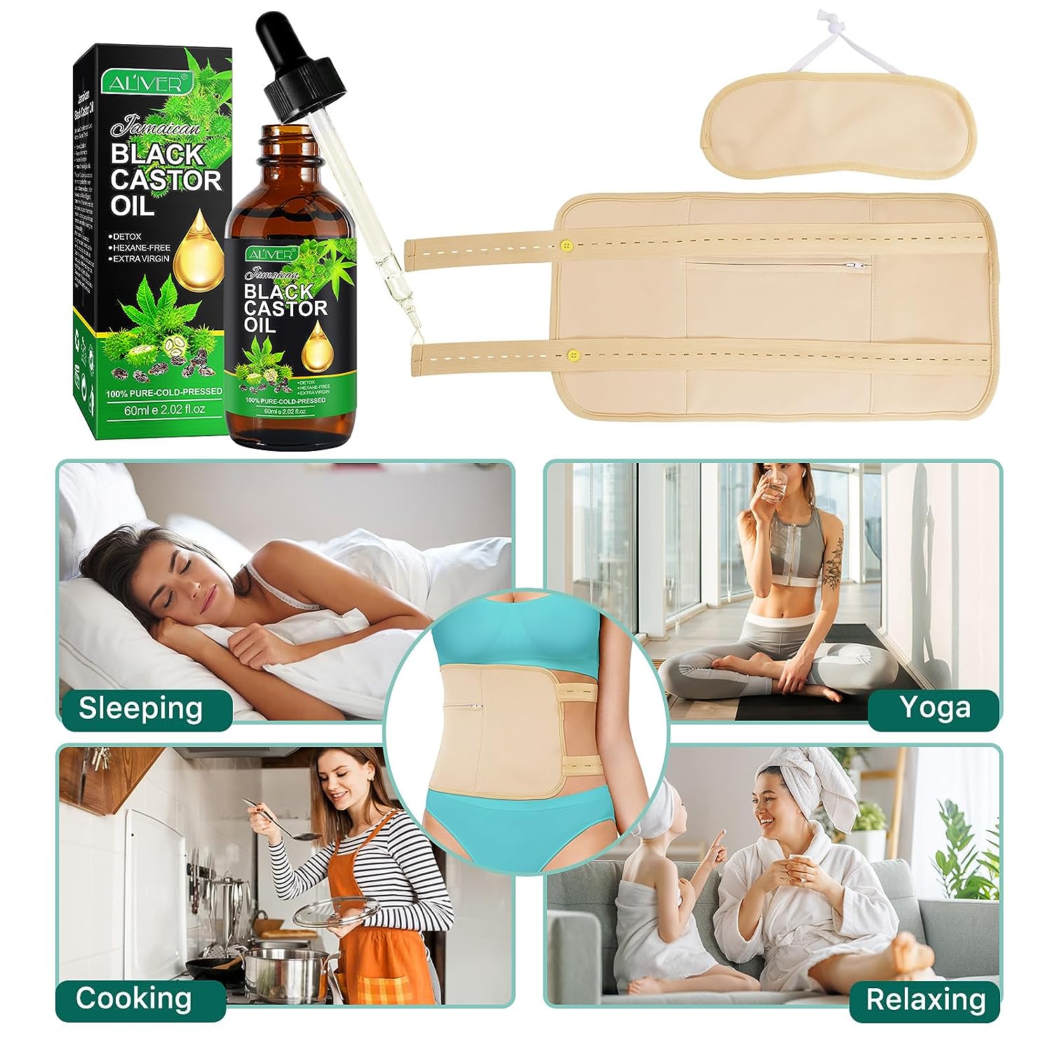 Castor Oil Pack Wrap for Liver and Thyroid Neck with 60 ml Organic Castor Oil,Reusable Organic Castor Oil Packs Kit (Pink) Flannel Cotton Anti Oil Leak - Premium Hair Treatment Oils from Concordia Style Boutique - Just $33.99! Shop now at Concordia Style Boutique