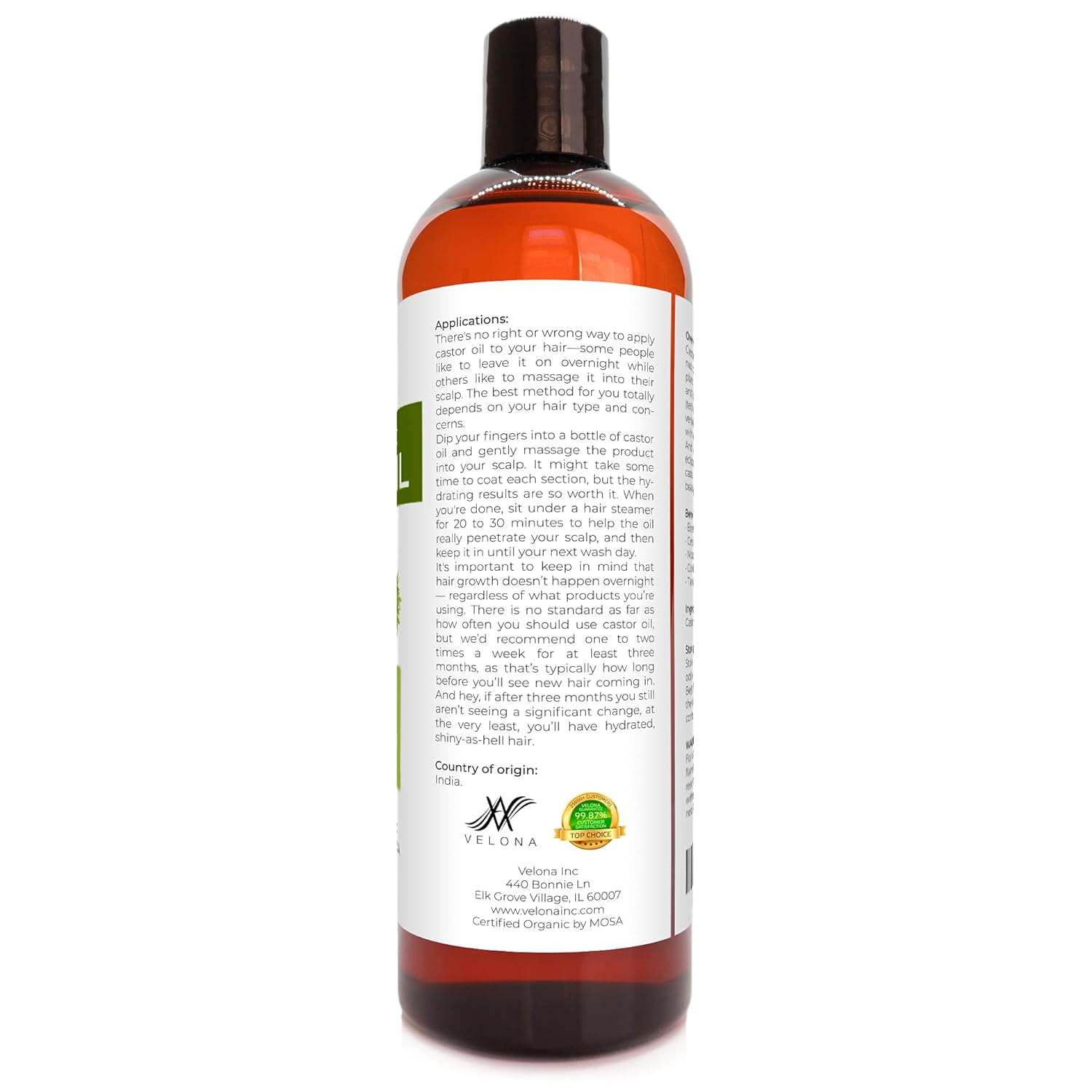 Velona USDA Certified Organic Castor Oil - 16 oz (With Pump) | For Hair, Boost Eyelashes, Eyebrows | Cold pressed, Natural Oil, USP Grade | Hexane Free, Lash Serum, Caster - Premium castor oil from Concordia Style Boutique - Just $17.62! Shop now at Concordia Style Boutique