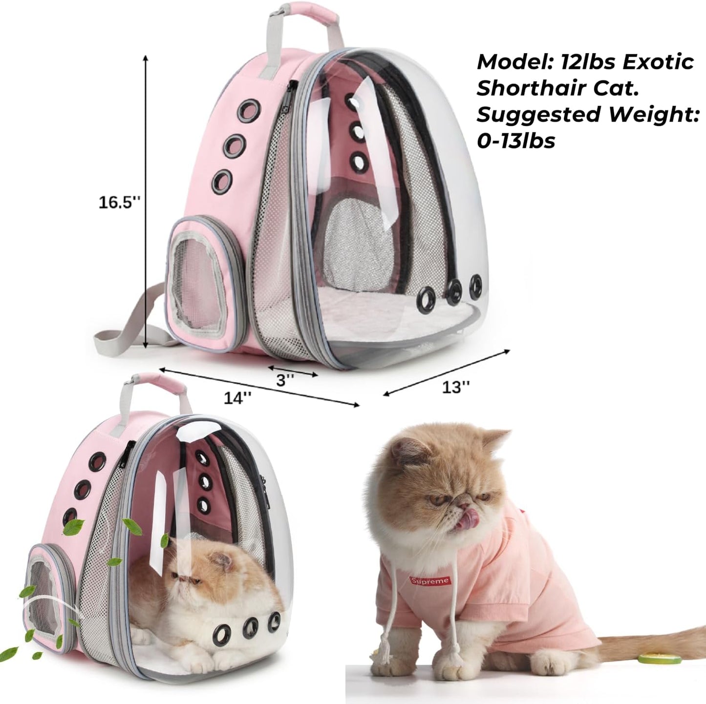 Lollimeow Bubble Pet Carrier Backpack, Airline-Approved for Cats and Puppies, Designed for Travel, Hiking, and Outdoor Adventures (Pink-Front Expandable) - Premium Pets from Concordia Style Boutique - Just $46.59! Shop now at Concordia Style Boutique