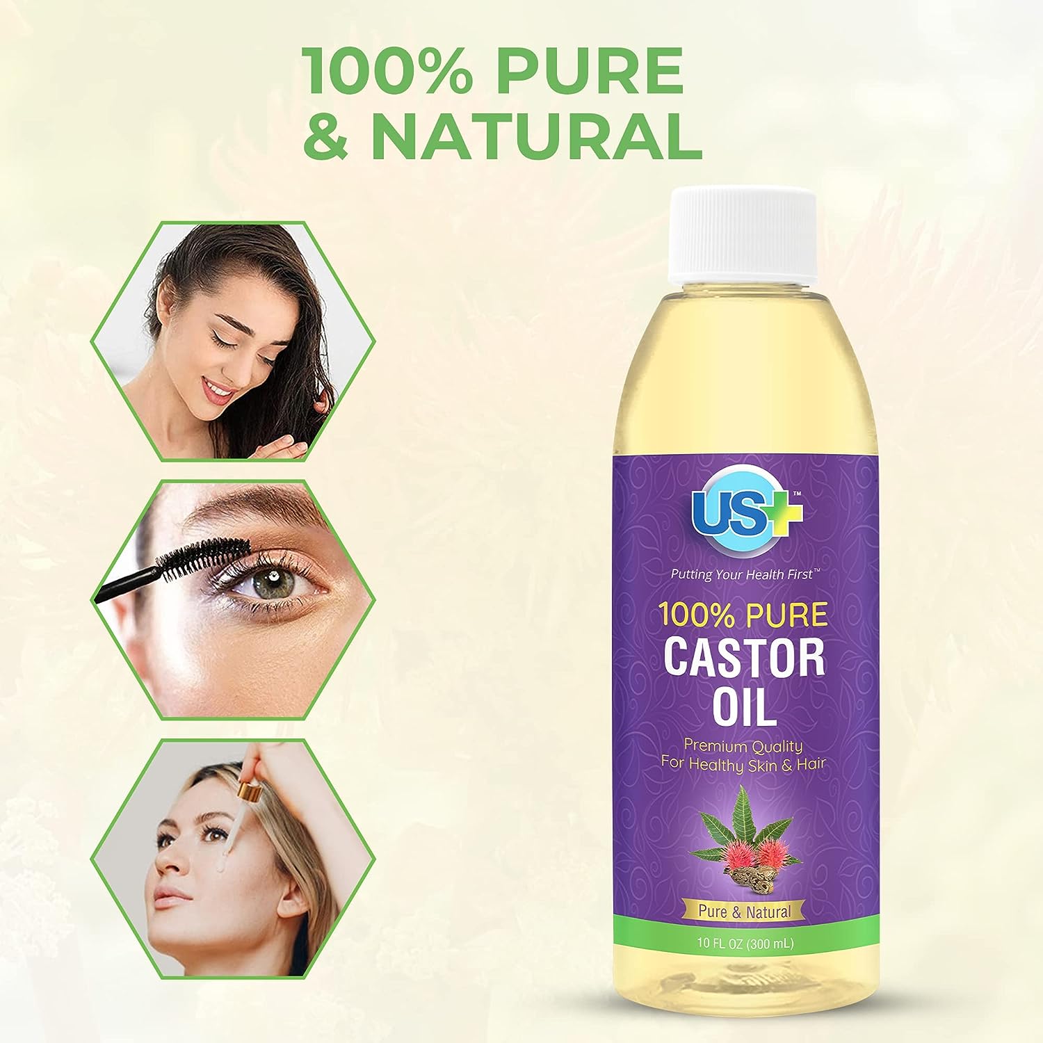 10oz US+  Pure Castor Oil - Cold-Pressed, Unrefined, Hexane-Free - USP Grade - Premium Quality for Healthy Skin & Hair - Premium Castor Oil from Concordia Style Boutique - Just $18.94! Shop now at Concordia Style Boutique