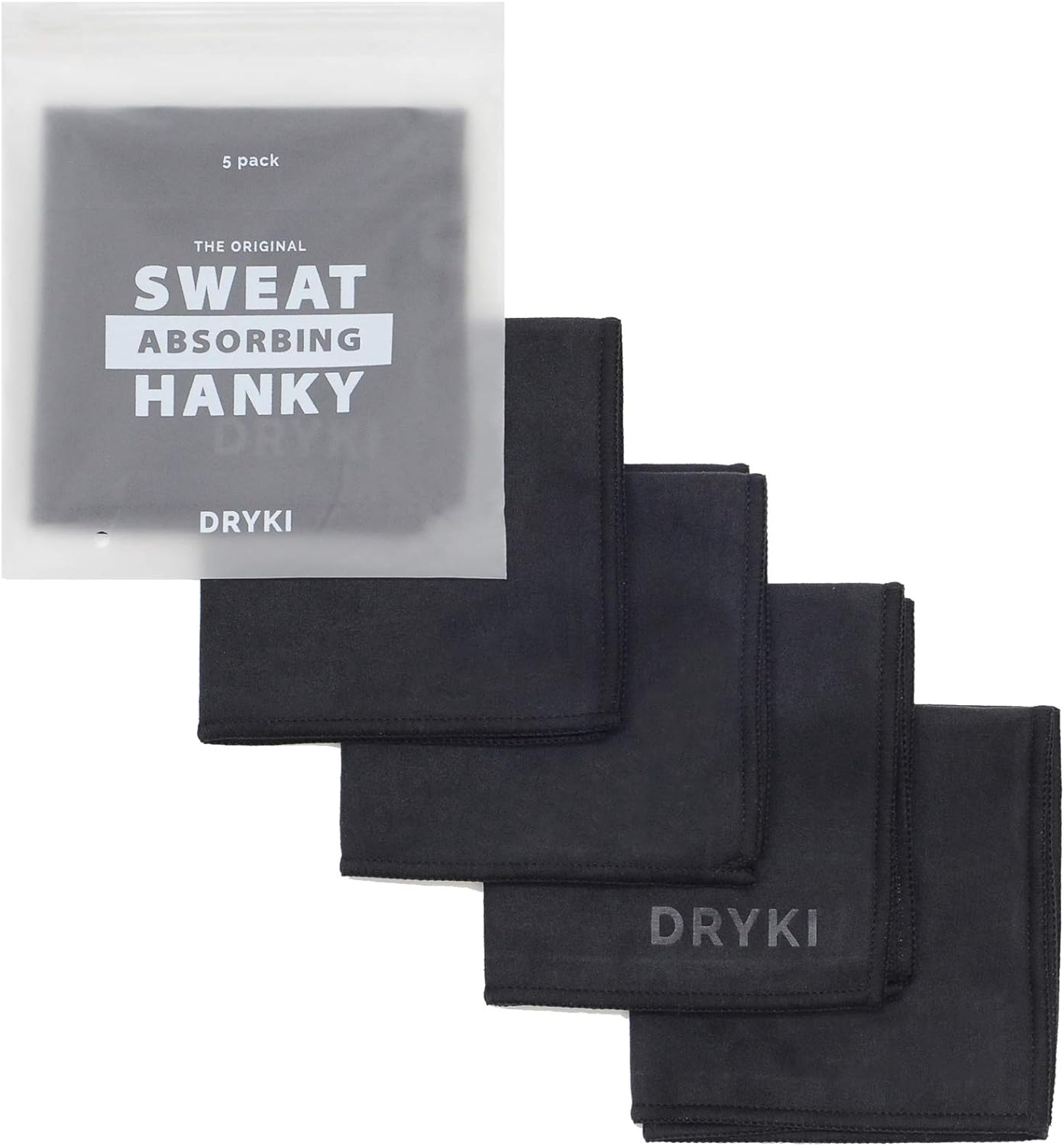 DRYKI - Sweat Absorbing Handkerchiefs - The Original Sport Microfiber Hankies for Wicking Sweat from Hands, Face, Body (Classic Black, 5 Pack) - Premium handkerchief from Concordia Style Boutique - Just $20.22! Shop now at Concordia Style Boutique