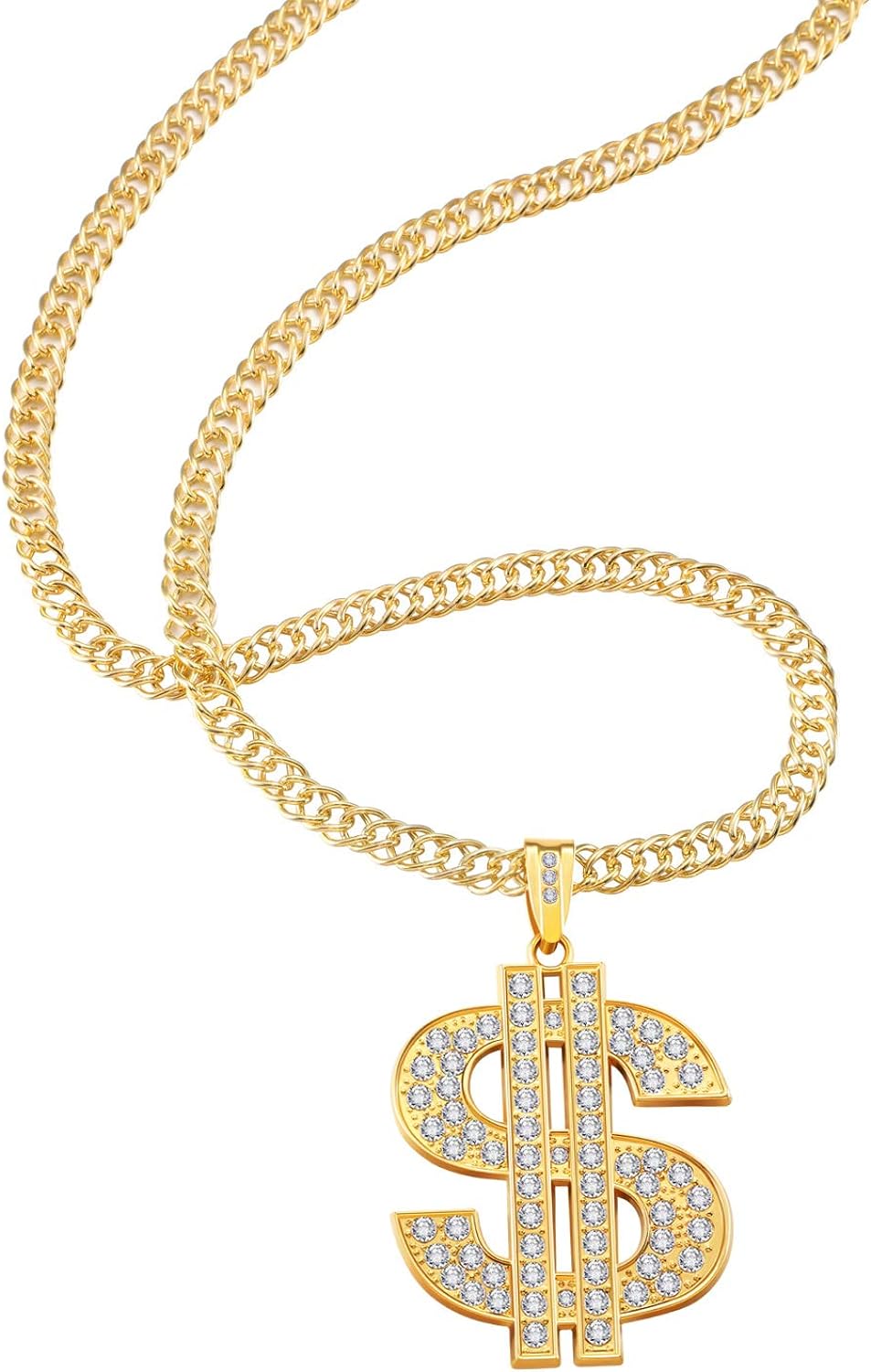 Tatuo 2 Pieces Plated Chain for Men with Dollar Sign Pendant Necklace, Hip Hop Dollar Necklace - Premium Jewelry from Concordia Style Boutique - Just $14.11! Shop now at Concordia Style Boutique