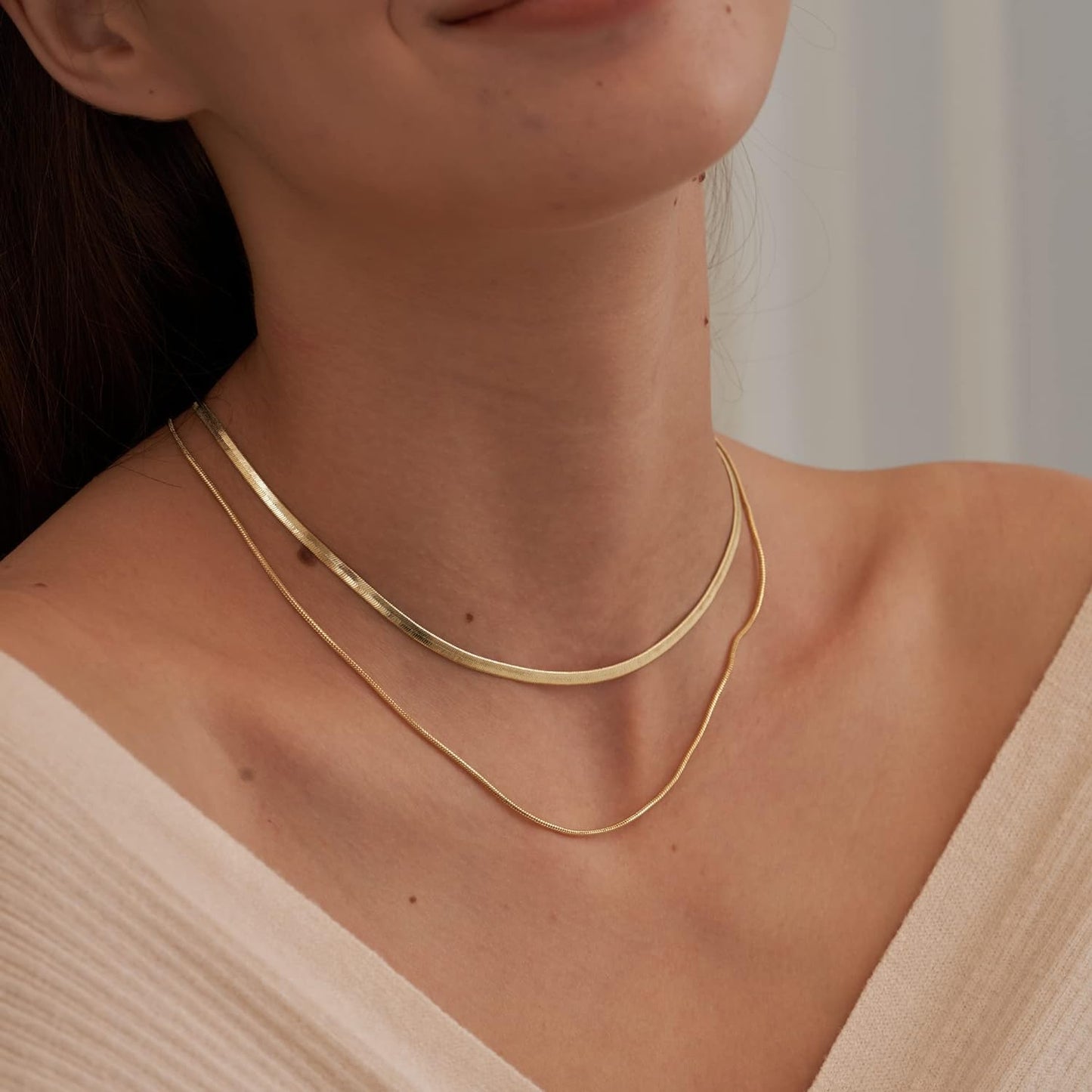 CHESKY 14K Gold/Silver Plated Snake Chain Necklace Herringbone Necklace Gold Choker Necklaces for Women Girl Gifts Jewelry 1.5/3/5MM(W) 14"/16"(L) - Premium Jewelry from Concordia Style Boutique - Just $22.58! Shop now at Concordia Style Boutique