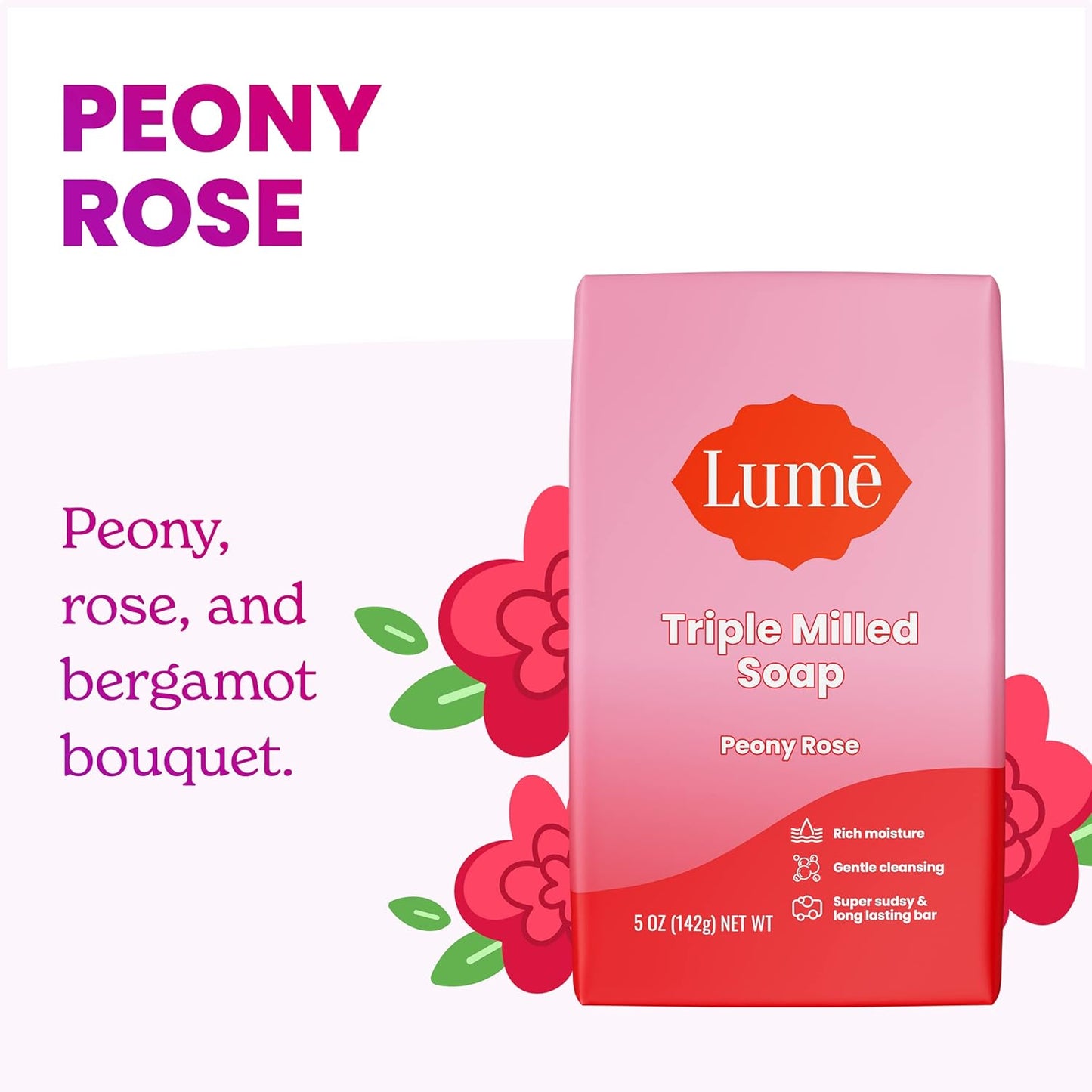 Lume Triple Milled Soap - Rich Moisture & Gentle Cleansing - Paraben Free, Phthalate Free, Skin Safe - 5 ounce (Peony Rose) - Premium soap from Concordia Style Boutique - Just $20! Shop now at Concordia Style Boutique