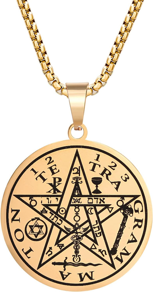 Tetragrammaton Pentacle Necklace for Men Pentagram Protection Amulet Wicca Jewelry, Five-pointed Star, Magical,The Ancient Power Name of God Stainless Steel 24 inches - Premium Pendants Necklace from Concordia Style Boutique - Just $23.08! Shop now at Concordia Style Boutique