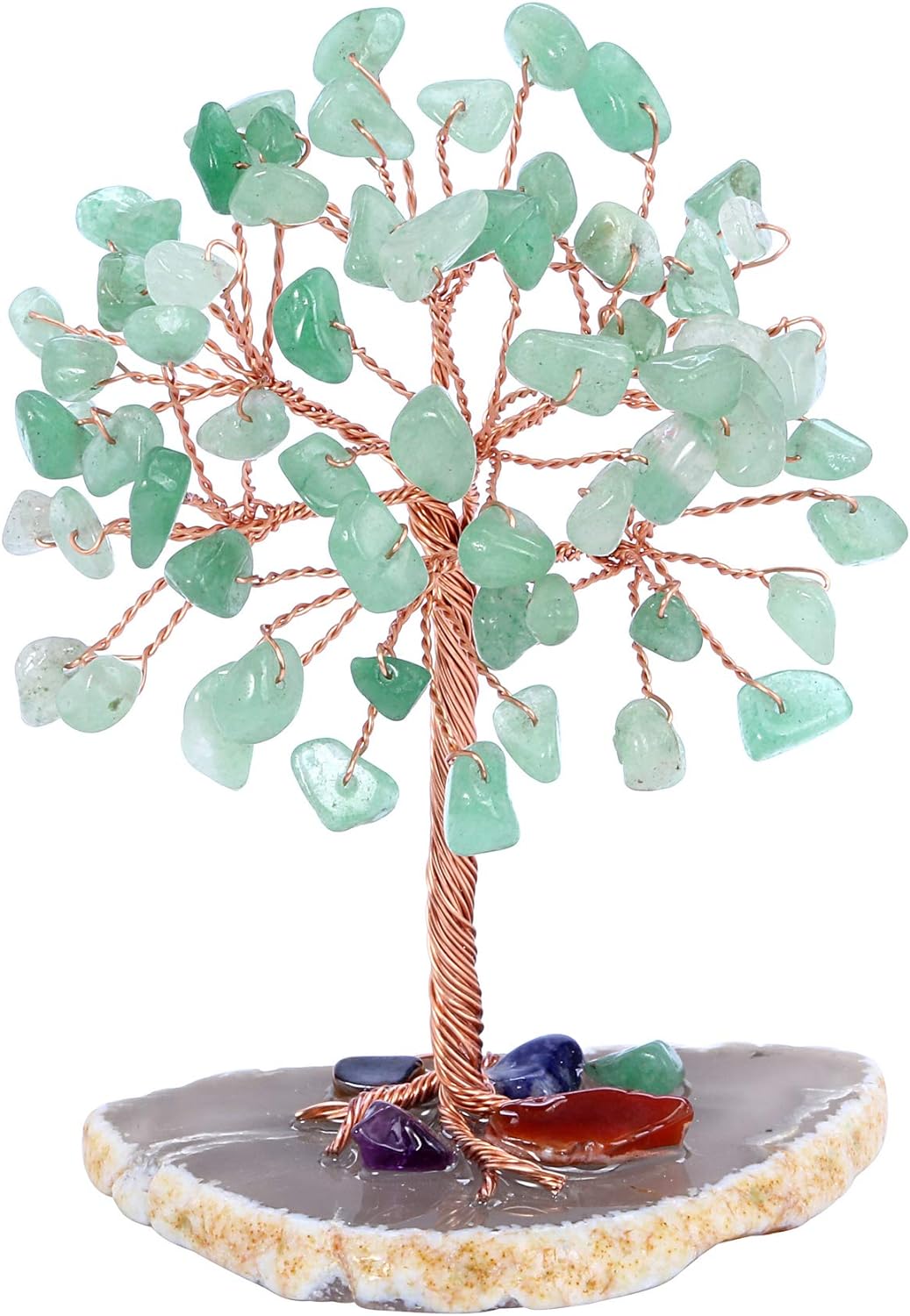 Natural 7 Chakra Healing Crystals Tree on Agate Slice Base Healing Stones Gem Money Tree for Feng Shui Home Office Table Decorations - Premium Chakra Healing Crystals Tree from Concordia Style Boutique - Just $25! Shop now at Concordia Style Boutique