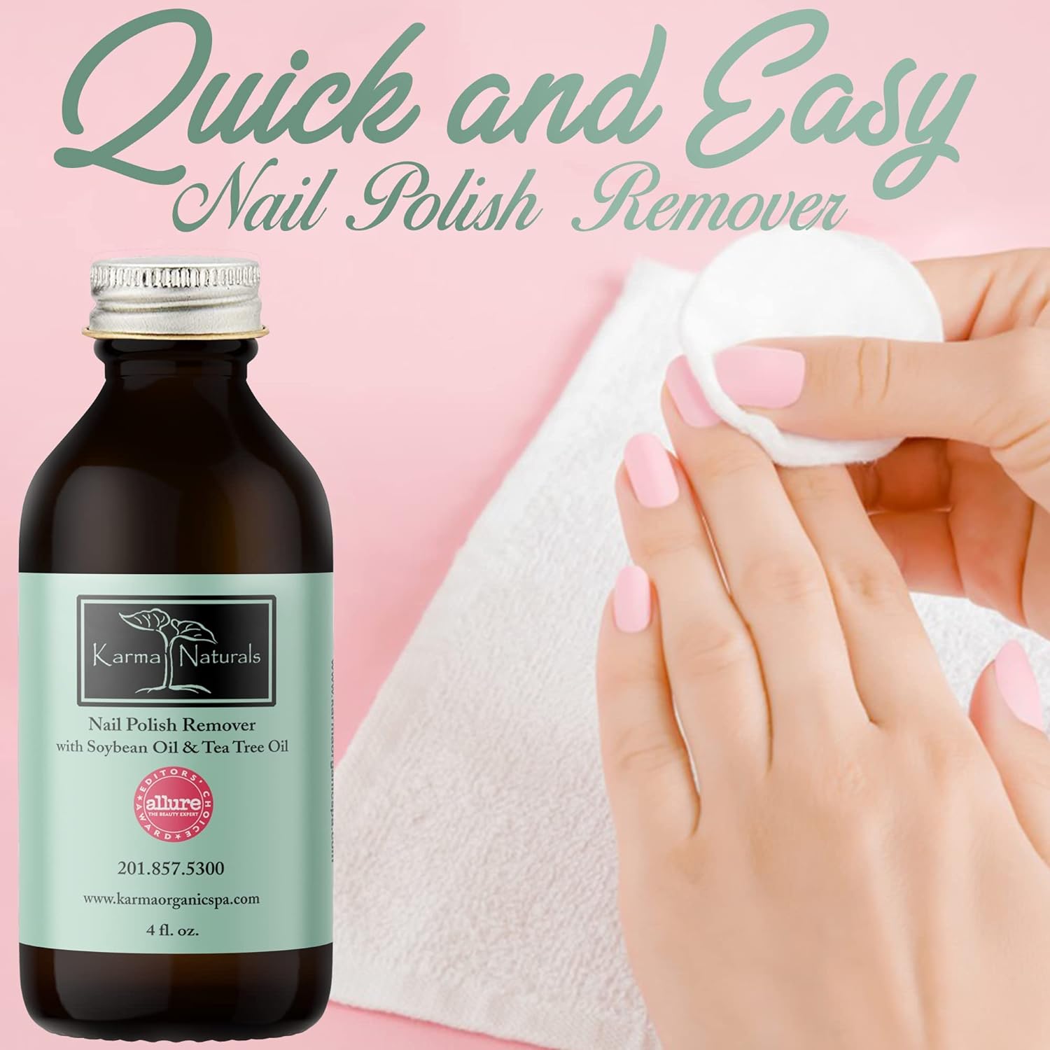 Karma Organic Nail Polish Remover with Soybean Oil and Tea Tree Oil- Non Toxic, Vegan, Cruelty Free, Acetone Free – Nails Strengthener for Fingernails – 4 fl. Oz. - Premium Nail Polish Remover from Concordia Style Boutique - Just $26.02! Shop now at Concordia Style Boutique