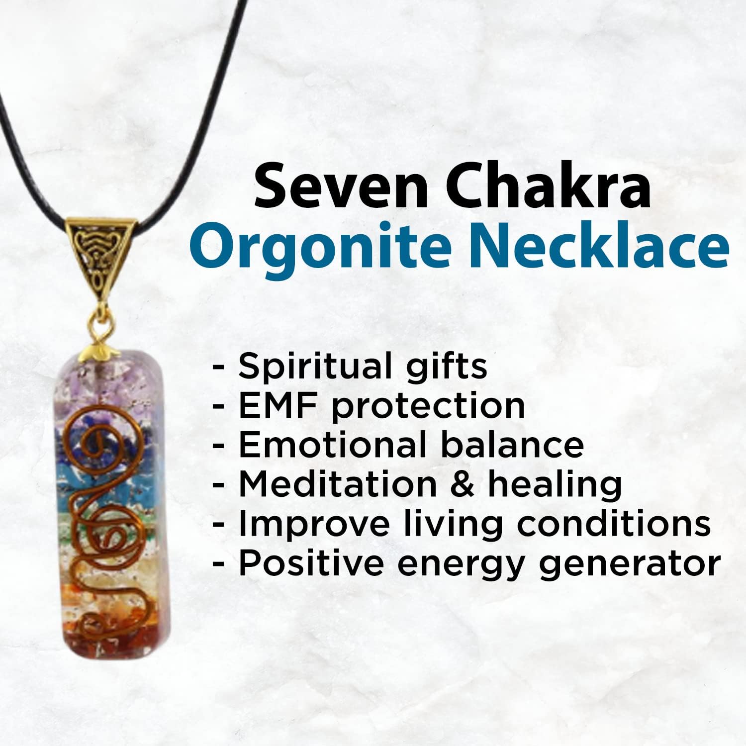 Real Crystal Orgone Chakra Pyramid - Seven Chakra Orgone Pyramid - Orgonite Pyramid for Energy Healing - Orgonite Kit - Protection With Seven Chakra Orgonite Necklace - Premium Healing Crystal from Concordia Style Boutique - Just $34.23! Shop now at Concordia Style Boutique