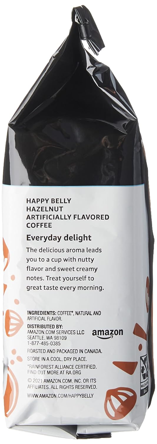 Amazon Brand - Happy Belly Hazelnut Flavored Ground Coffee, Medium Roast, 12 Ounce - Premium Ground Coffee from Concordia Style Boutique - Just $8.54! Shop now at Concordia Style Boutique