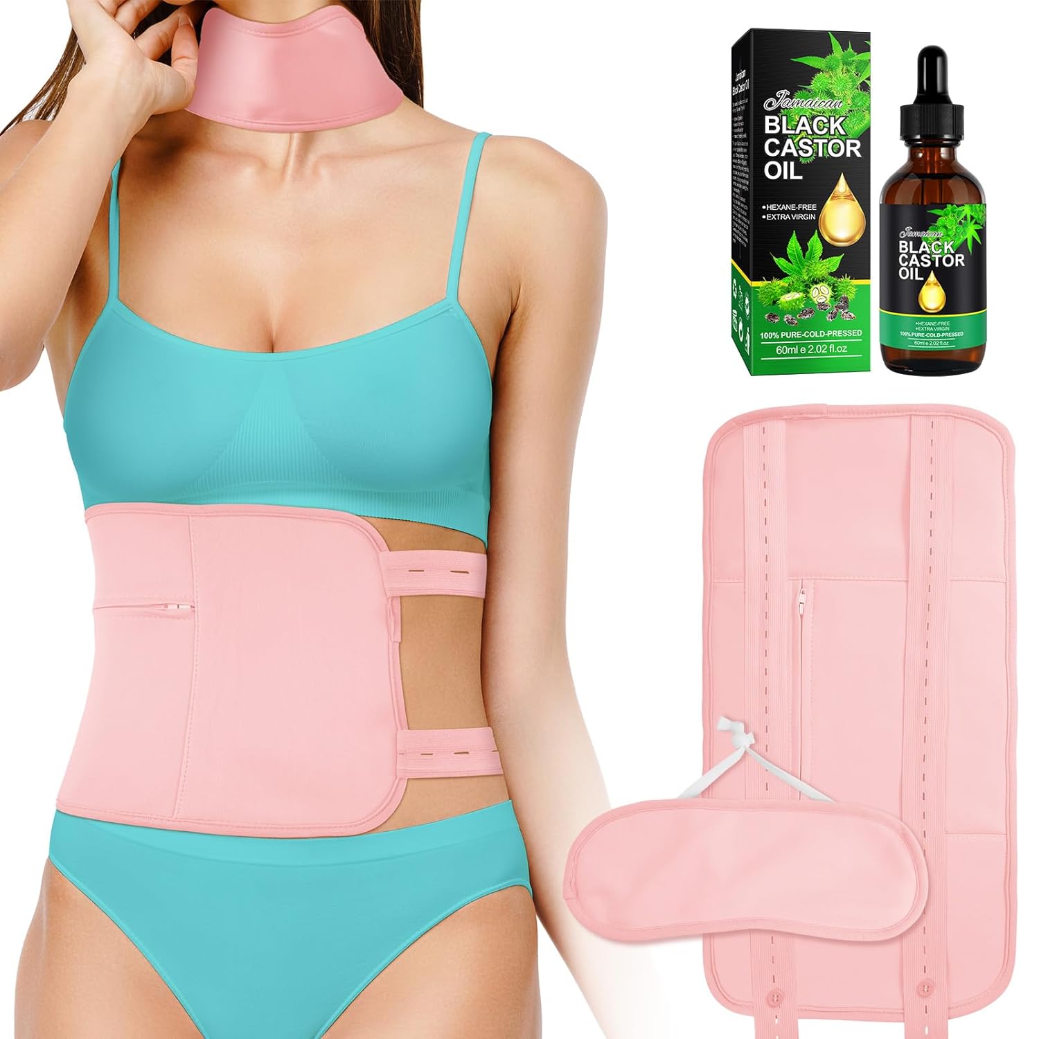 Castor Oil Pack Wrap for Liver and Thyroid Neck with 60 ml Organic Castor Oil,Reusable Organic Castor Oil Packs Kit (Pink) Flannel Cotton Anti Oil Leak - Premium Hair Treatment Oils from Concordia Style Boutique - Just $33.99! Shop now at Concordia Style Boutique