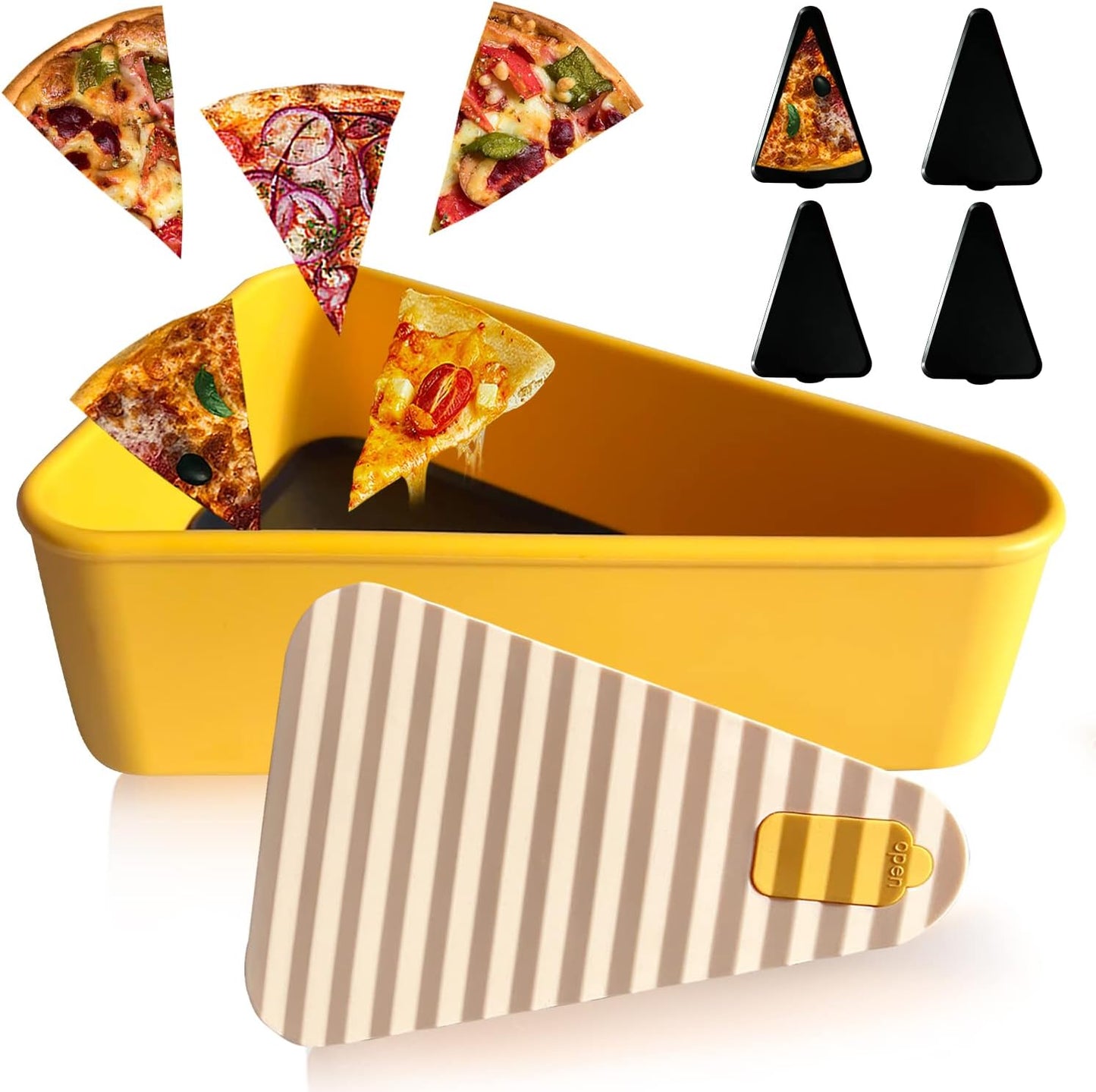 Pizza Leftover Storage Container with 2 Pizza Trays,Reusable Pizza Silicone Container,Silicone Food Container Lunch Box Withstand Temperature in -40~200℃ (Yellow & white, 7.5inch) - Premium Pizza Leftover Storage Container from Concordia Style Boutique - Just $12.49! Shop now at Concordia Style Boutique