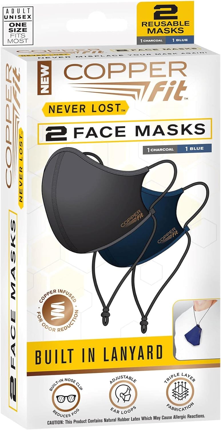 Copper Fit - Unisex Never Lost Face Masks, 2 Pack - Premium Face Masks from Concordia Style Boutique - Just $10.49! Shop now at Concordia Style Boutique