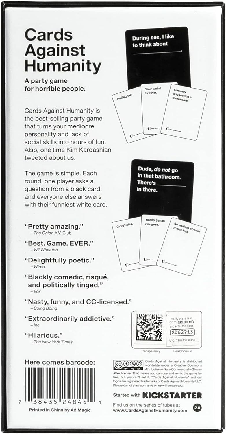 Cards Against Humanity - Card Game - Premium game from Cards Against Humanity - Just $39.92! Shop now at Concordia Style Boutique