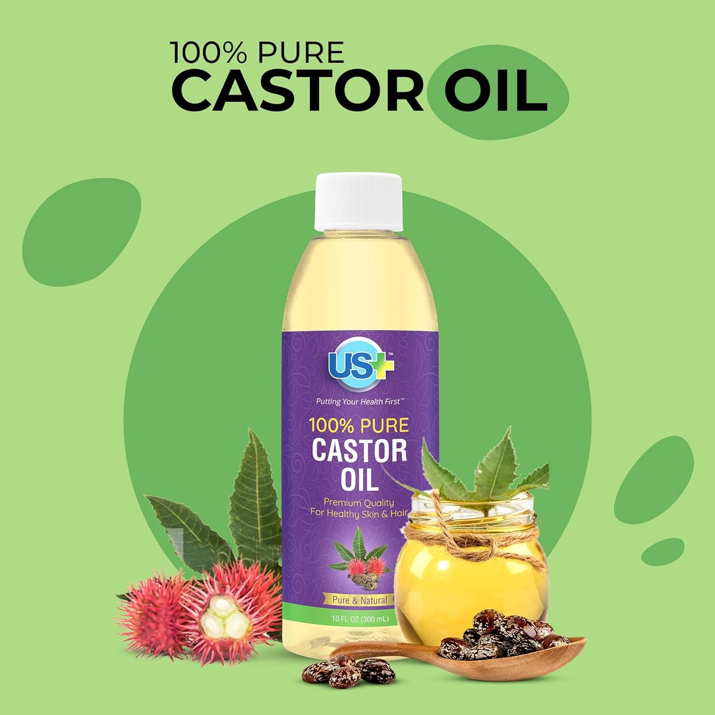 10oz US+  Pure Castor Oil - Cold-Pressed, Unrefined, Hexane-Free - USP Grade - Premium Quality for Healthy Skin & Hair - Premium Castor Oil from Concordia Style Boutique - Just $18.94! Shop now at Concordia Style Boutique