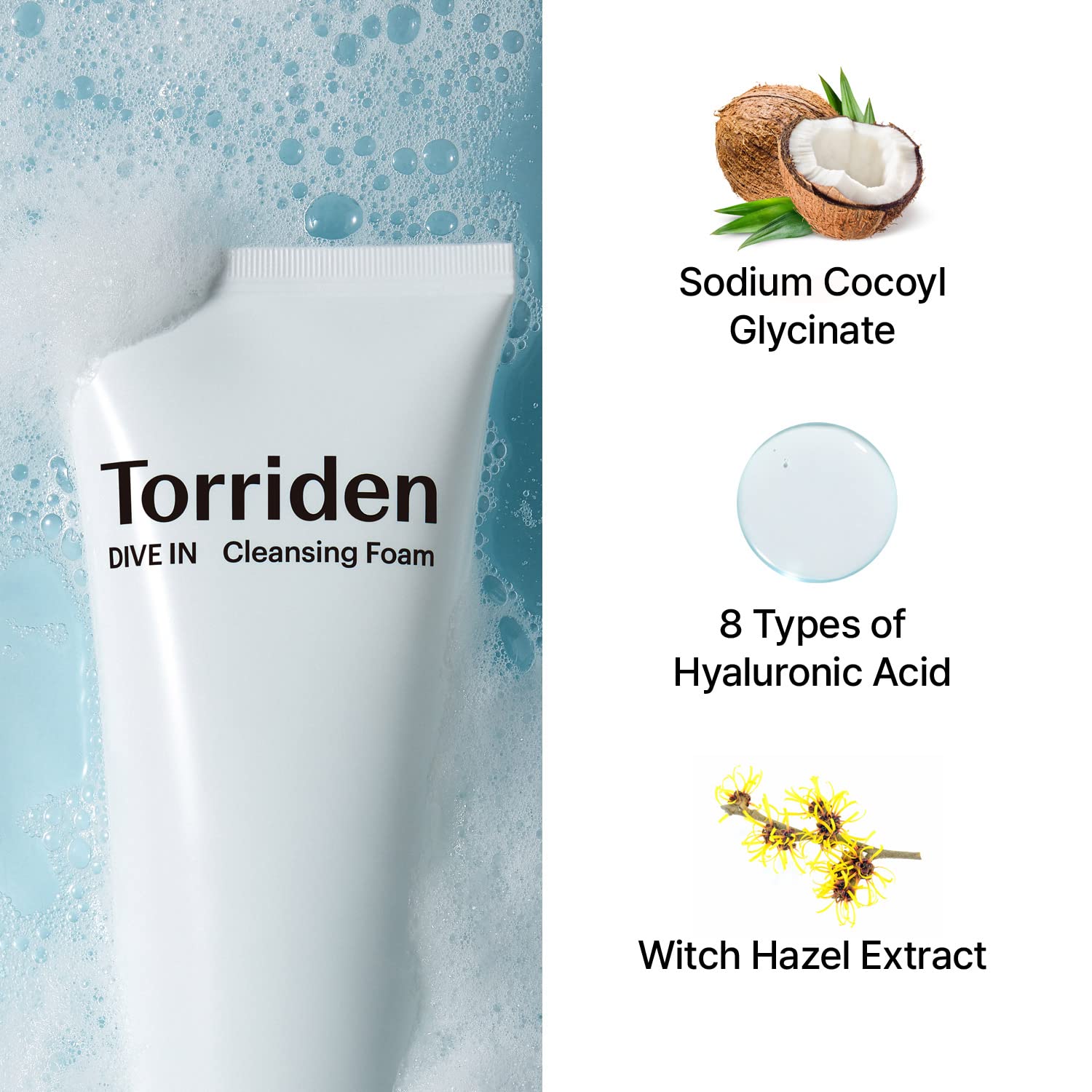 Torriden DIVE-IN Cleansing Foam Face Wash 5.07 fl oz., Hydrating Daily Facial Cleanser for All and Sensitive Skin, with Hyaluronic Acid, Panthenol, Allantoin | Vegan and Cruelty Free - Premium Foam Face Wash from Torriden - Just $28.22! Shop now at Concordia Style Boutique