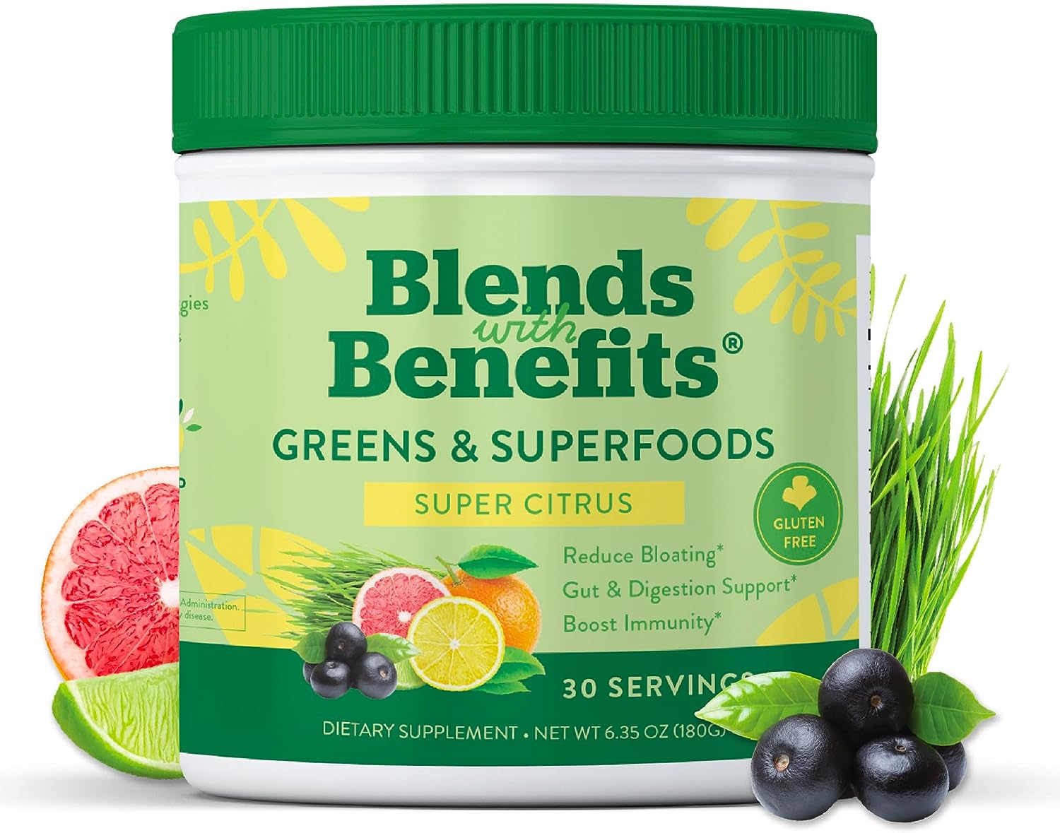 360 Nutrition Blends with Benefits Super Greens Powder w/Probiotics, Digestive Enzymes, Sugar & Gluten Free, Plant Based Superfood Drink Mix for Gut Health, Bloating, Immunity, Overall Health, 6.35 oz - Premium bloom greens from Concordia Style Boutique - Just $37.87! Shop now at Concordia Style Boutique