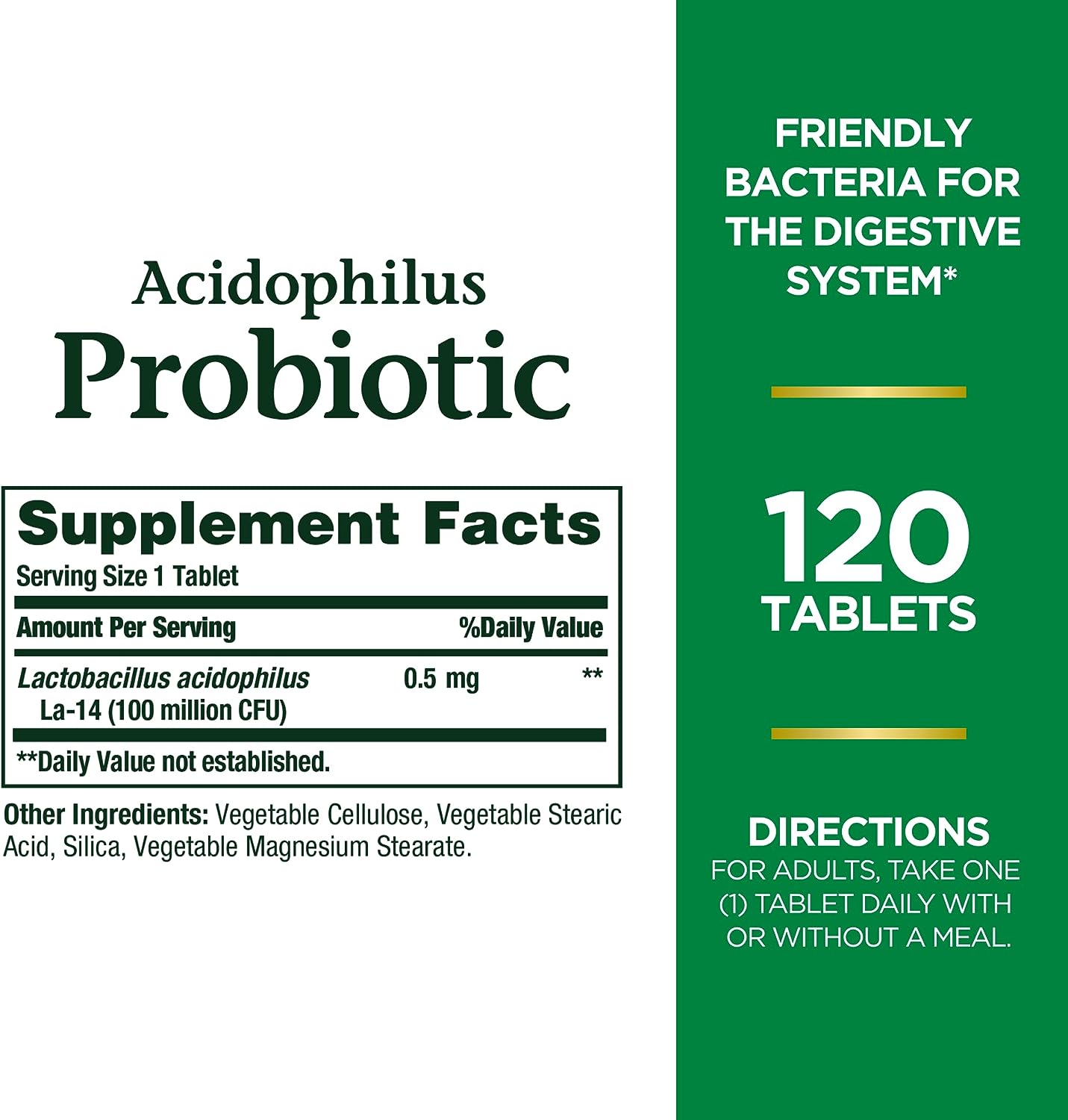 Nature's Bounty Acidophilus Probiotic, Daily Probiotic Supplement, Supports Digestive Health, 1 Pack, 120 Tablets - Premium Acidophilus from Concordia Style Boutique - Just $6.11! Shop now at Concordia Style Boutique