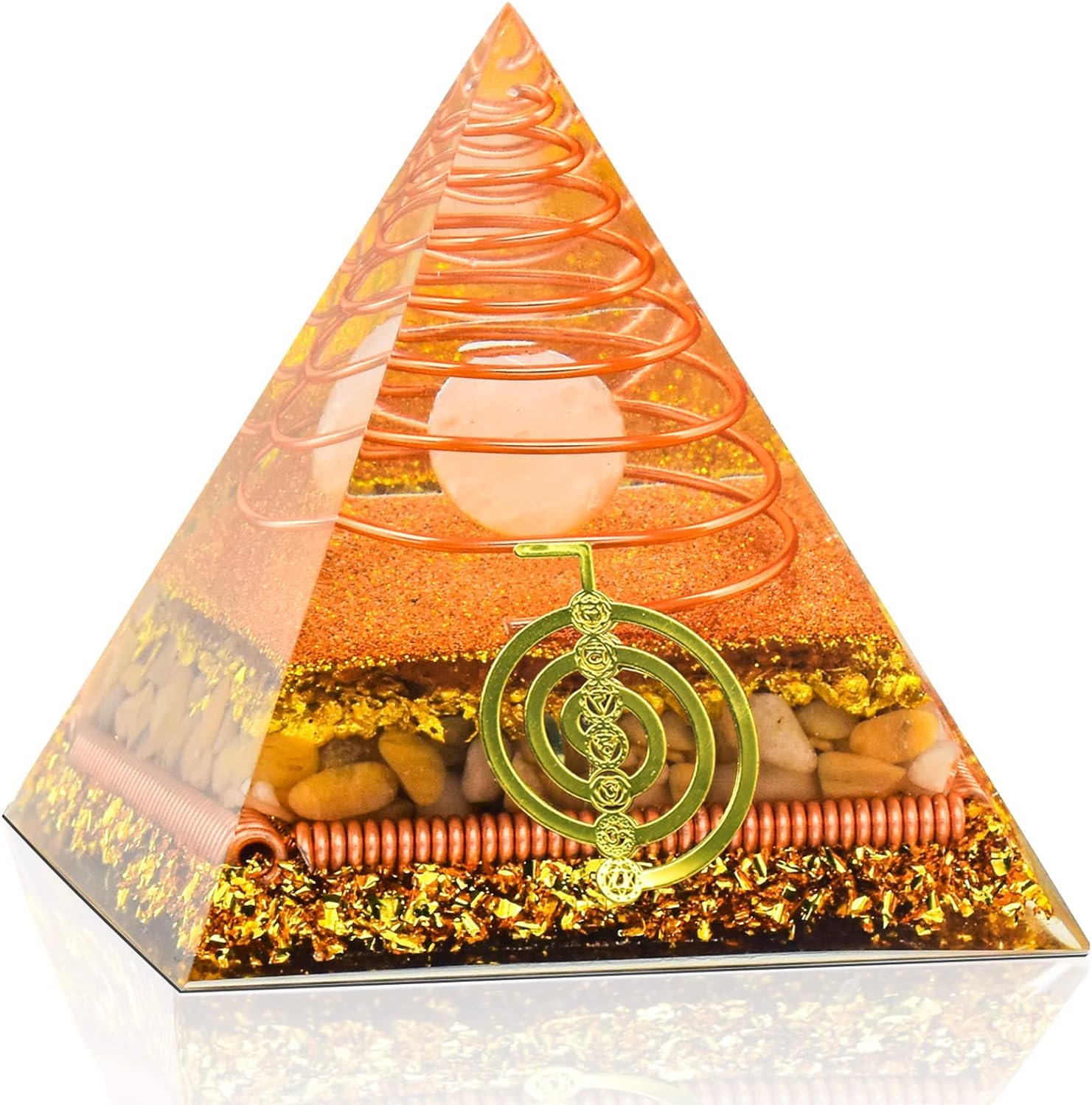 Moonstone Crystal Orgone Pyramid - Lapis Lazuli Ball Tai Chi - Ogan Crystal Energy Tower - Nature Reiki Healing Chakra Crushed Stone Jewelry - 5cm - Premium  from Concordia Style Boutique - Just $10.78! Shop now at Concordia Style Boutique