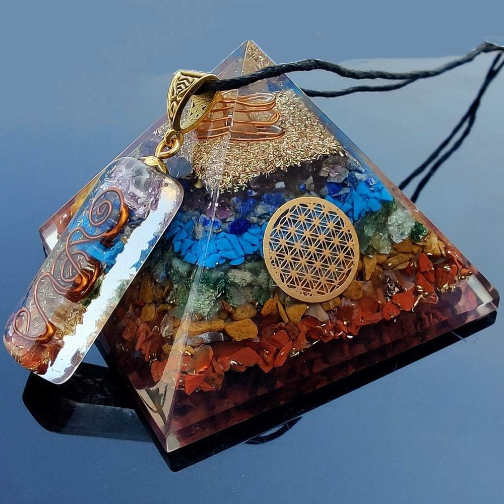 Real Crystal Orgone Chakra Pyramid - Seven Chakra Orgone Pyramid - Orgonite Pyramid for Energy Healing - Orgonite Kit - Protection With Seven Chakra Orgonite Necklace - Premium Healing Crystal from Concordia Style Boutique - Just $34.23! Shop now at Concordia Style Boutique