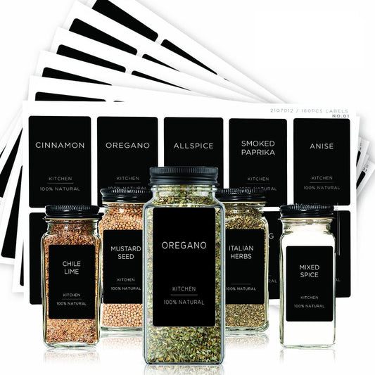 Minimalist Spice Labels Set w/Extra Black Text on White, waterproof Matte For Jars, Glass Containers & Canisters - 160 Preprinted 1.375 inch X 2.125 inch - Includes an Exclusive Reference Sheet - Premium spice labels from Concordia Style Boutique - Just $16.83! Shop now at Concordia Style Boutique