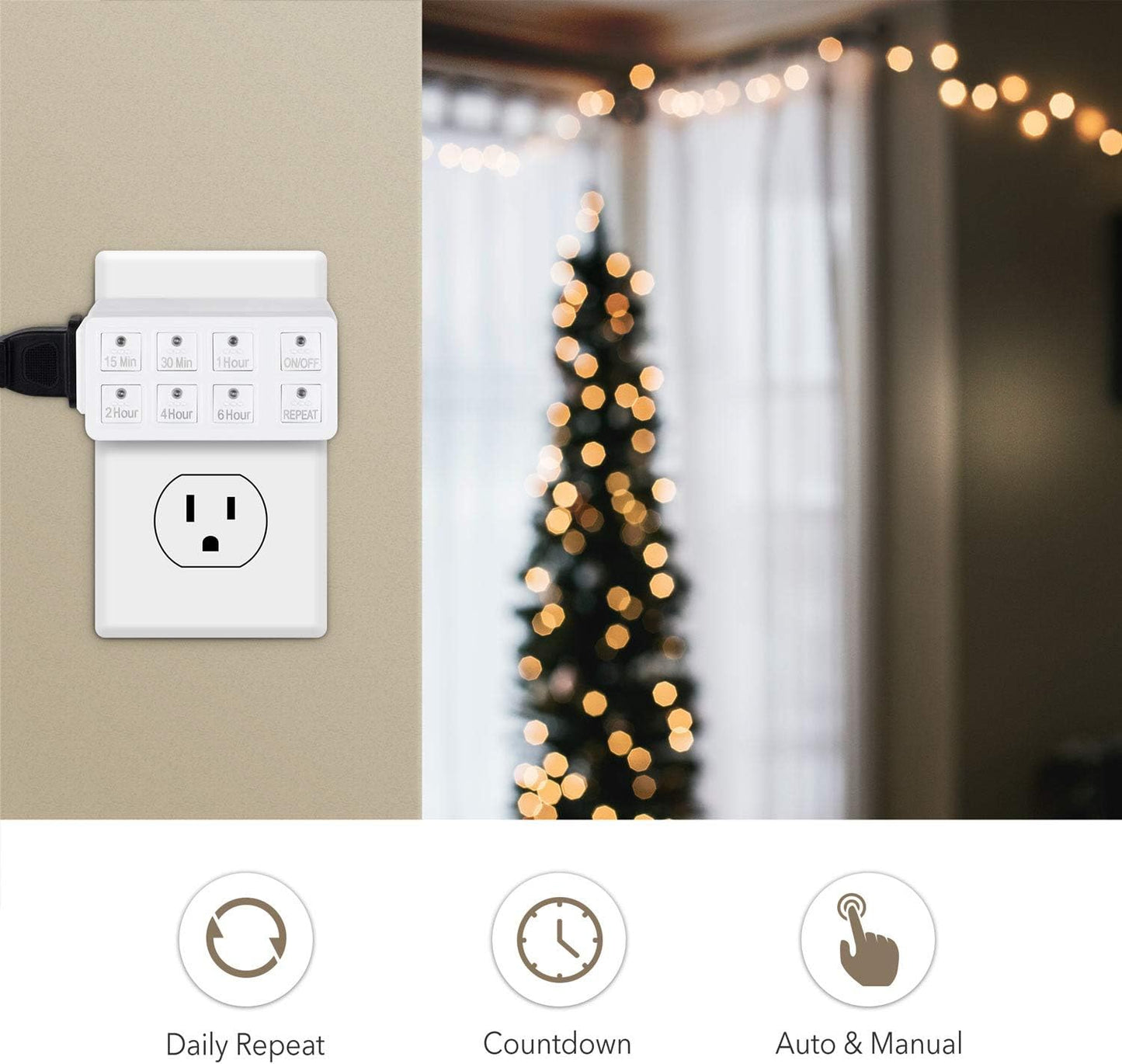 Indoor Countdown Timer with Repeat Function, Heavy Duty Accurate Compact Size for Charger Vacation Security, 3-Prong Grounded Outlet, 15A/1875W ½ HP ETL Listed - Premium Timers from Concordia Style Boutique - Just $25! Shop now at Concordia Style Boutique