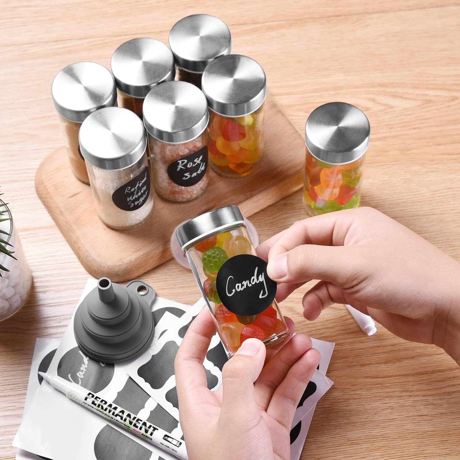 12 Round Spice Jars, 4 oz Seasoning Containers with Airtight Stainless Steel Caps and Shaker lids,Round Seasoning Containers and Spices Container Set.… - Premium spice jars from Concordia Style Boutique - Just $33.68! Shop now at Concordia Style Boutique