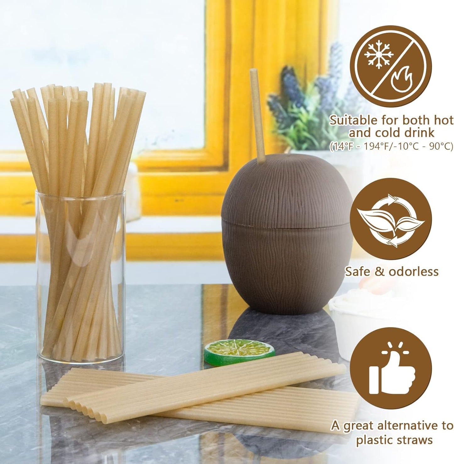Biodegradable Sugarcane Straws, 200PCS Compostable Biodegradable Drink Straws Disposable Plastic-Free Straws for Hot Cold Drinks - Premium Biodegradable Sugarcane Straws from Concordia Style Boutique - Just $13.01! Shop now at Concordia Style Boutique