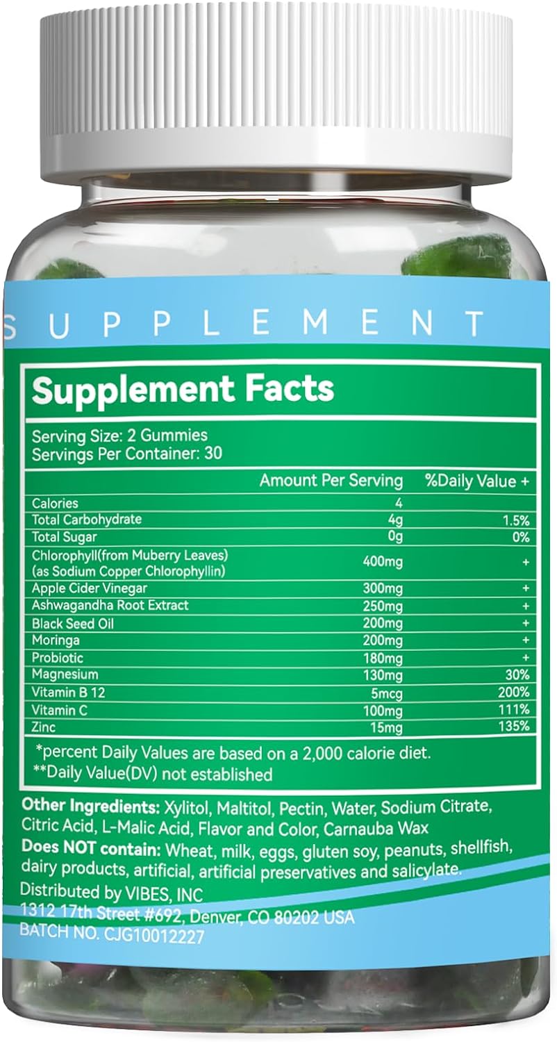 Chlorophyll Gummies with Apple Cider Vinegar Ashwagandha Vitamins Magnesium Gummies, Vegan Chlorophyll - 60 Count - Premium Chlorophyll from Concordia Style Boutique - Just $21.68! Shop now at Concordia Style Boutique