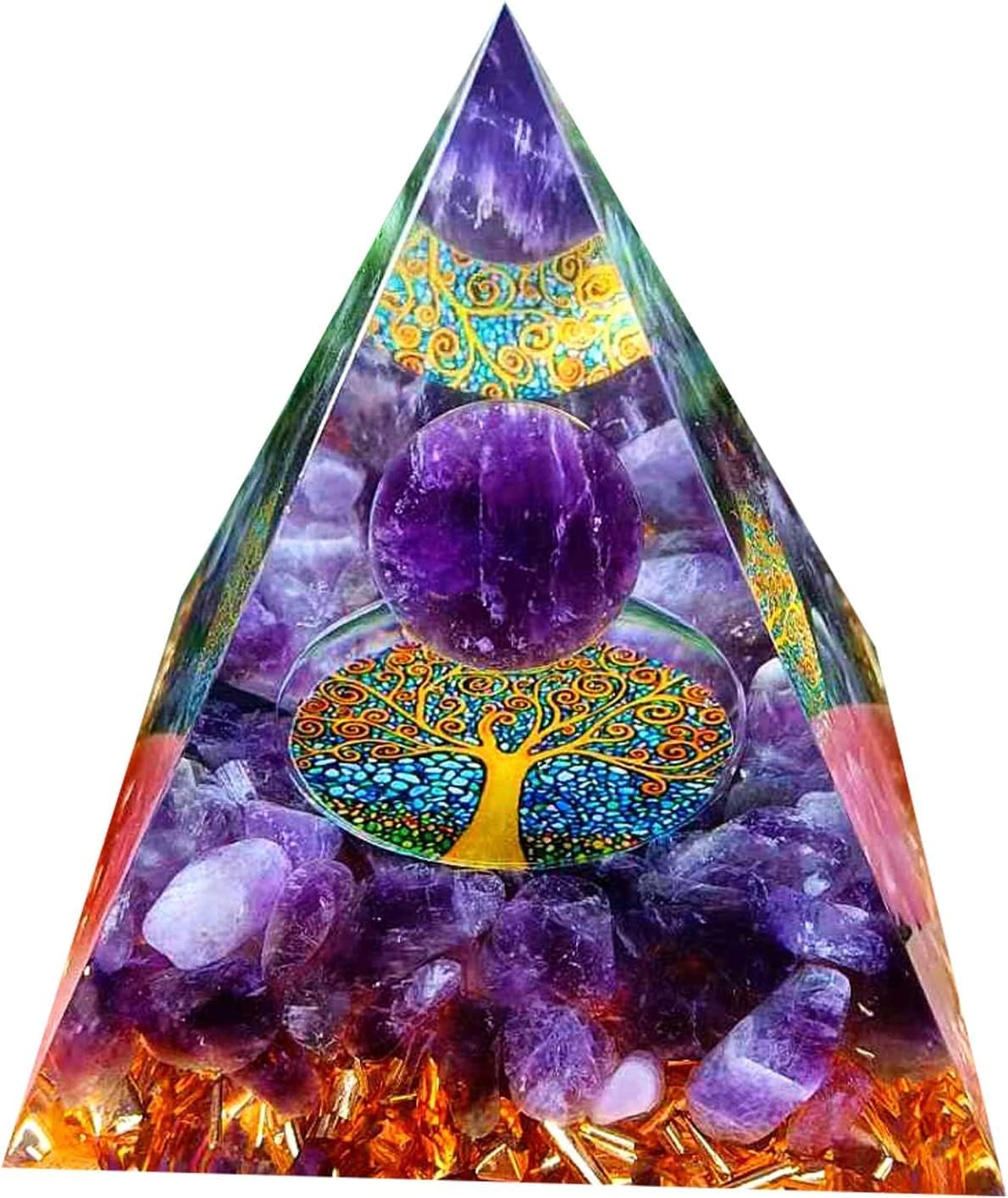 Moonstone Crystal Orgone Pyramid - Lapis Lazuli Ball Tai Chi - Ogan Crystal Energy Tower - Nature Reiki Healing Chakra Crushed Stone Jewelry - 5cm - Premium Orgone Pyramid from Concordia Style Boutique - Just $10.78! Shop now at Concordia Style Boutique