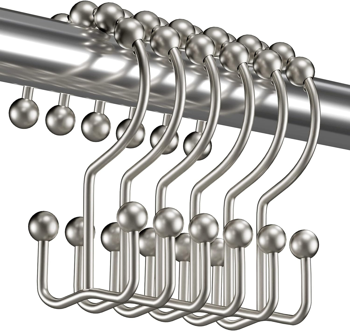 Shower Curtain Hooks, Shower Curtain Rings Rust Proof Metal Double Glide Shower Hooks Rings for Bathroom Shower Rods Curtains, Set of 12 Hooks - Nickel - Premium Shower Curtain Rings from Concordia Style Boutique - Just $14.57! Shop now at Concordia Style Boutique